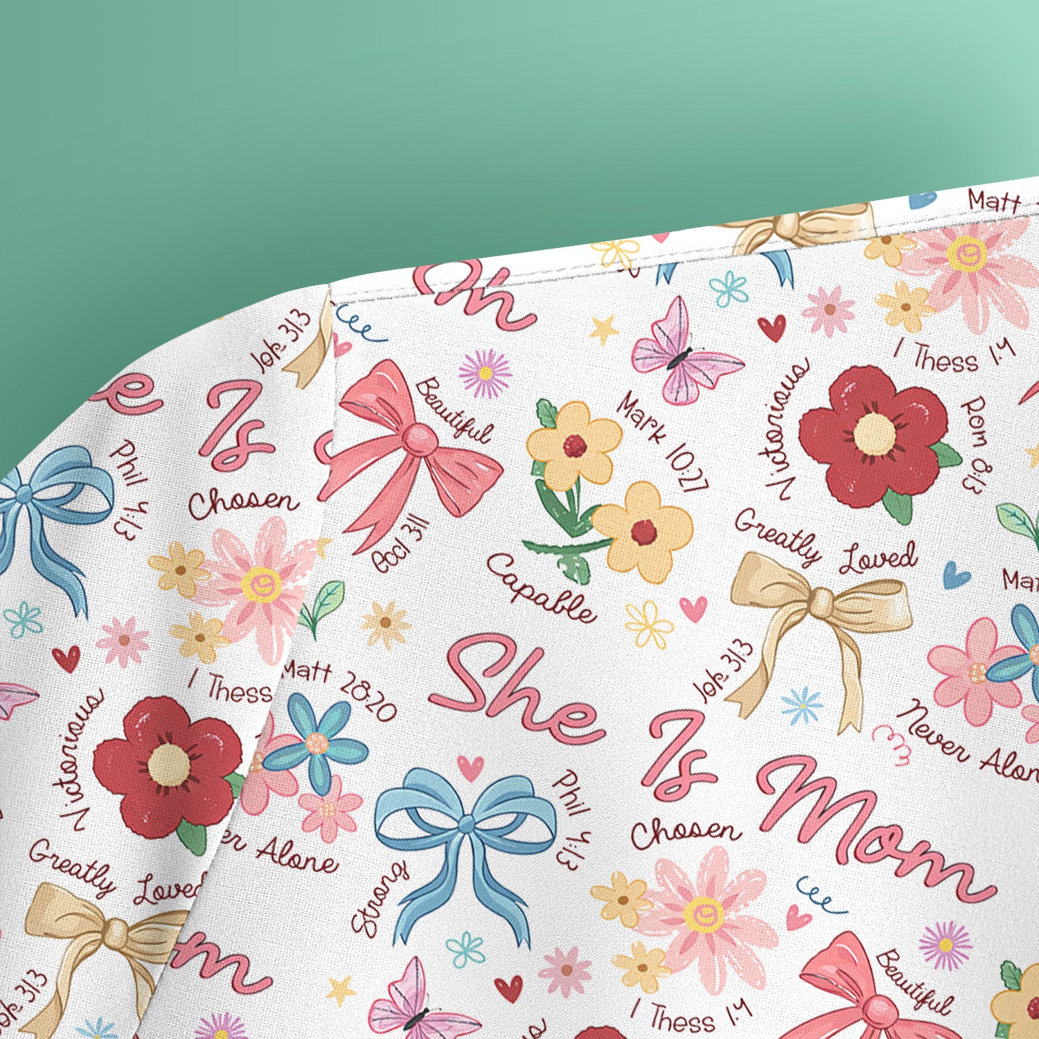 She Is Mom Floral Bow Pattern Scrub Top, Comfortable Scrubs for Nurses