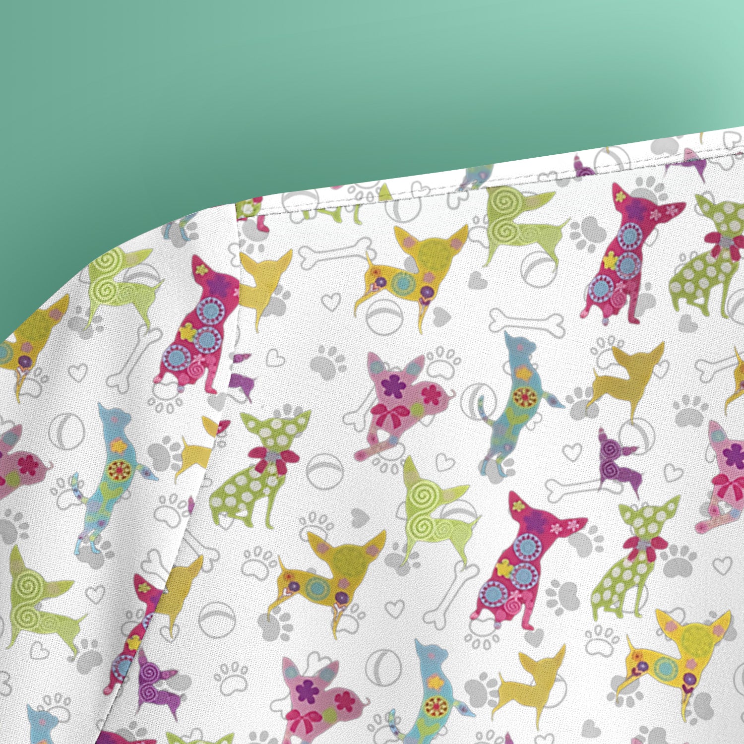 Colorful Playful Dog Print Nurse Scrub Top, Comfortable Scrubs for Nurses