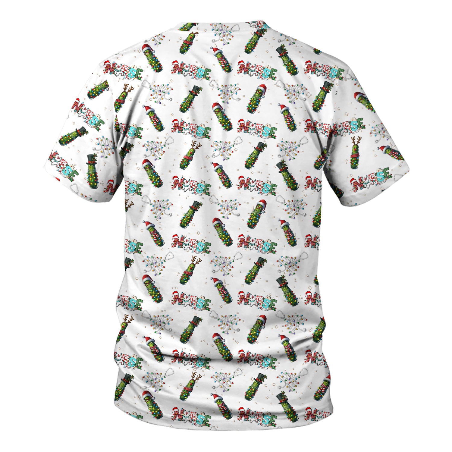 Funny Christmas Pickle Scrubs for Women - Festive Holiday Nurse Medical Uniform - Gift for RN CNA LPN LVN EN