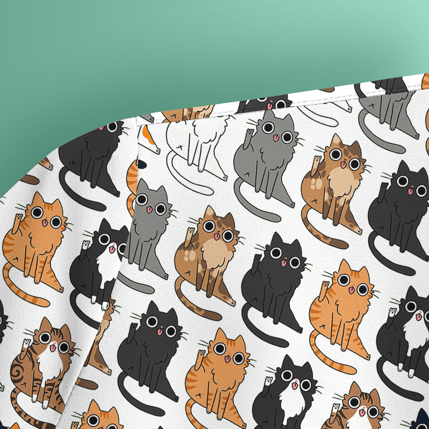 Cute Cartoon Cat Pattern Scrub Top, Comfortable Scrubs for Nurses