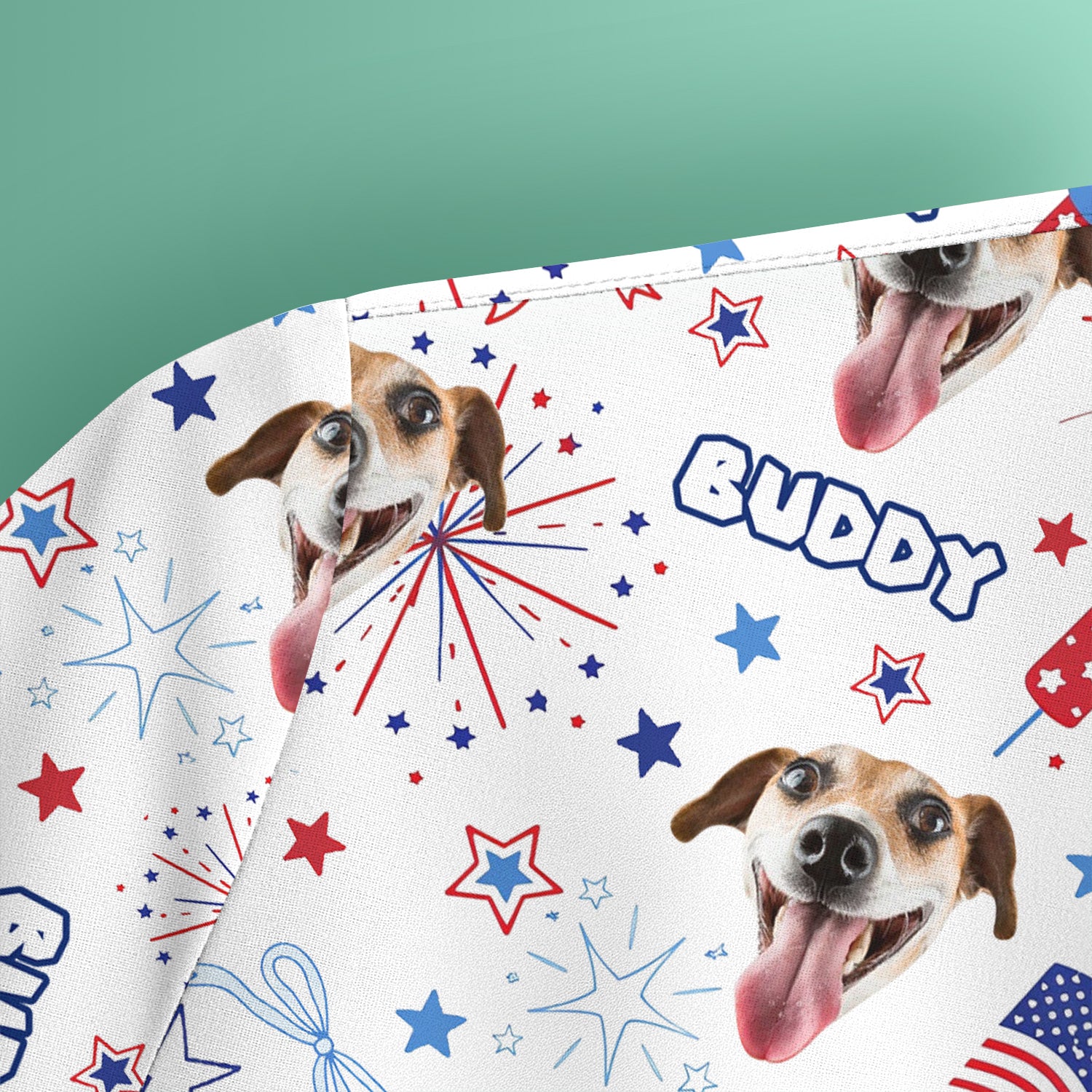 Custom Face Dog Scrub Top, Personalized Patriotic Dog Face Name Pattern Shirt, Breathable Fabrics Nursing Uniform