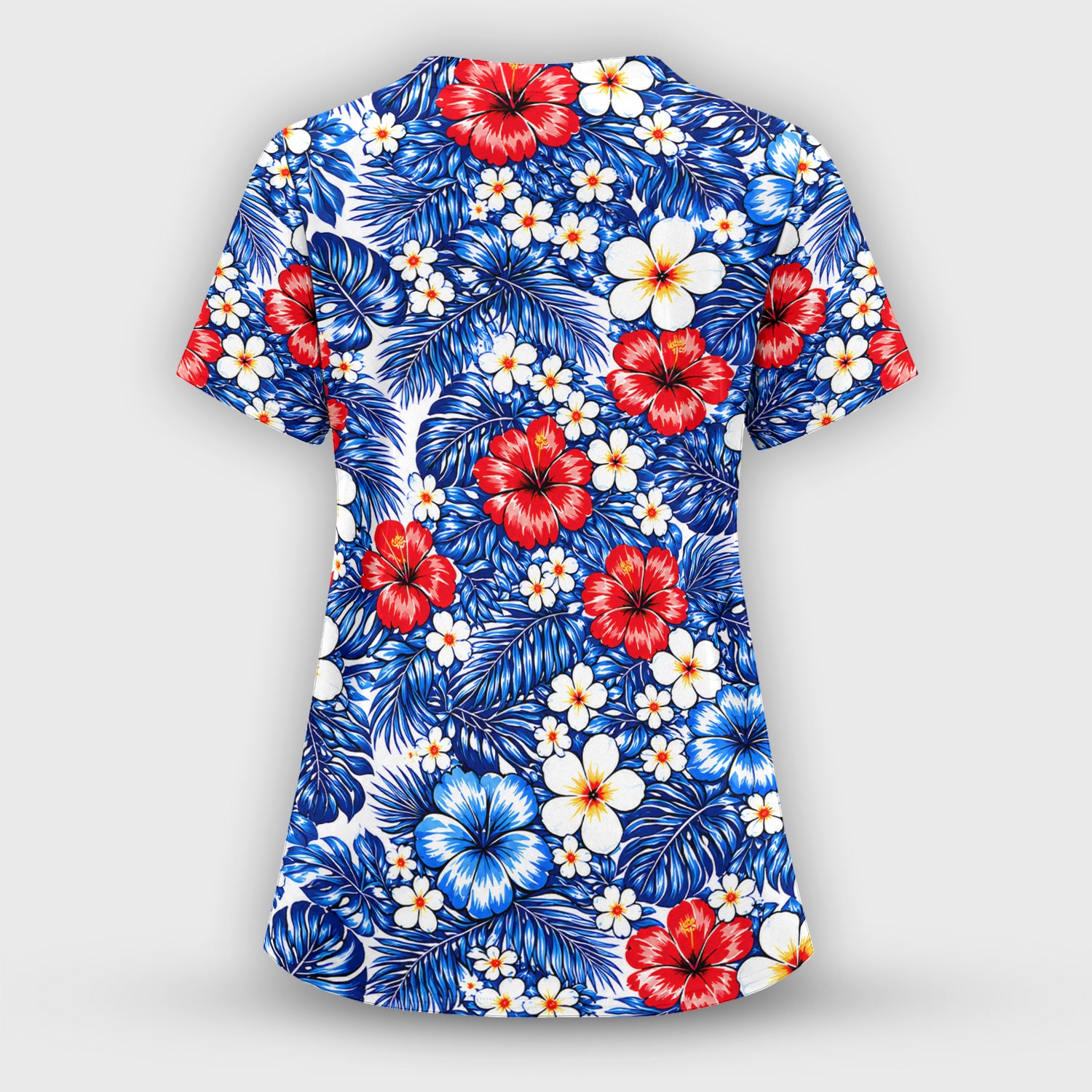 Patriotic Eagle Floral Pattern, America 250 Medical Scrub Top, Comfortable Scrubs for Nurses