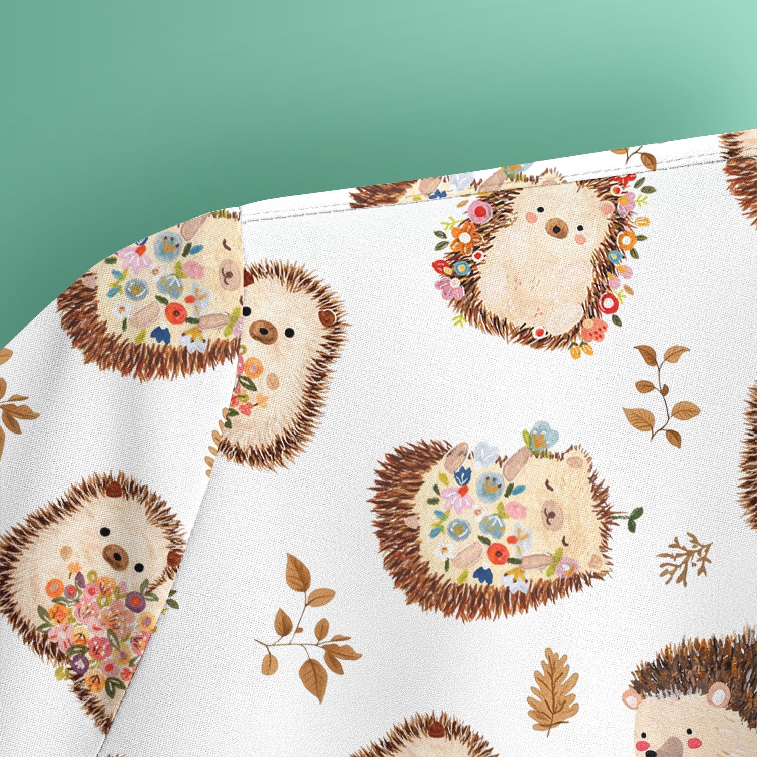 Cute Hedgehog Floral Scrub Top, Breathable Fabrics Nursing Uniform