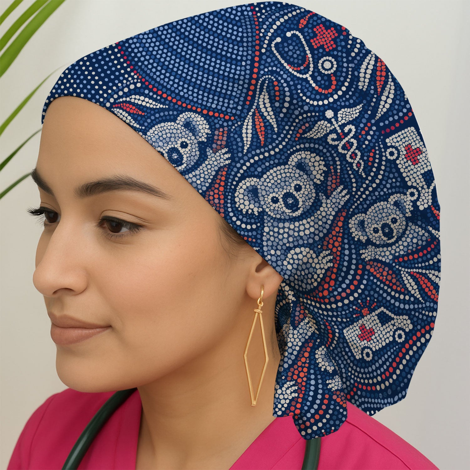 Koala Dot Art Medical Pattern Cap, Bouffant Scrub Caps for Women