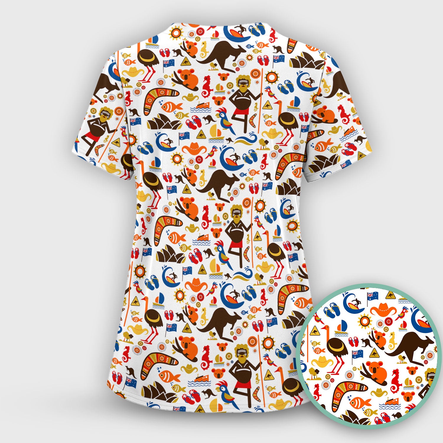 Indigenous Inspired Icon Scrub Set, Australia Culture Pattern Nurse Shirt, Comfortable Scrubs For Nursing