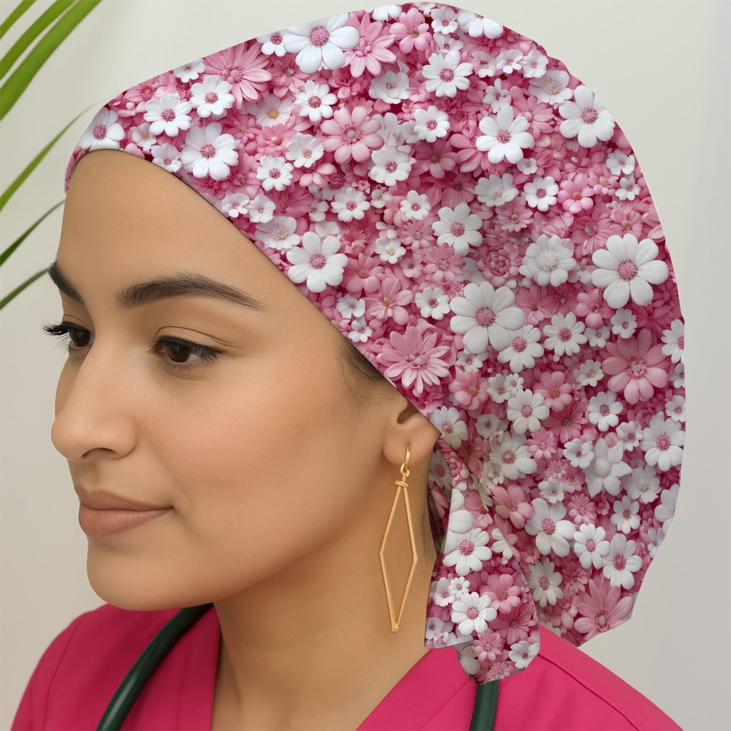 Cute Daisy Flower Bloom Pattern Scrub Cap, Surgical Caps for Doctors