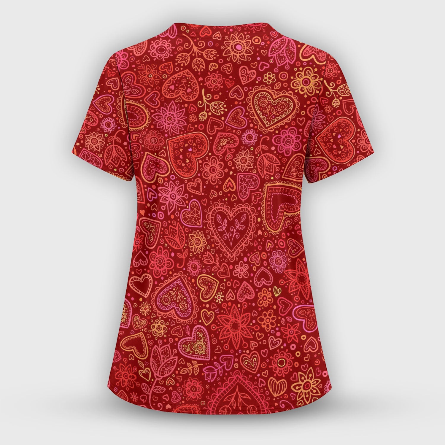 Valentine Heart Nurse Scrub Top, Cute Nursing Pattern Shirt, Breathable Fabrics Nursing Uniform