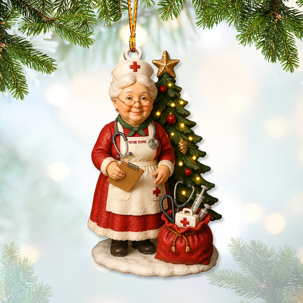 Custom Name Nurse Grandma Ornament, Nursing Christmas Tree Decor, Personalized Holiday Gift For RN & Healthcare Workers