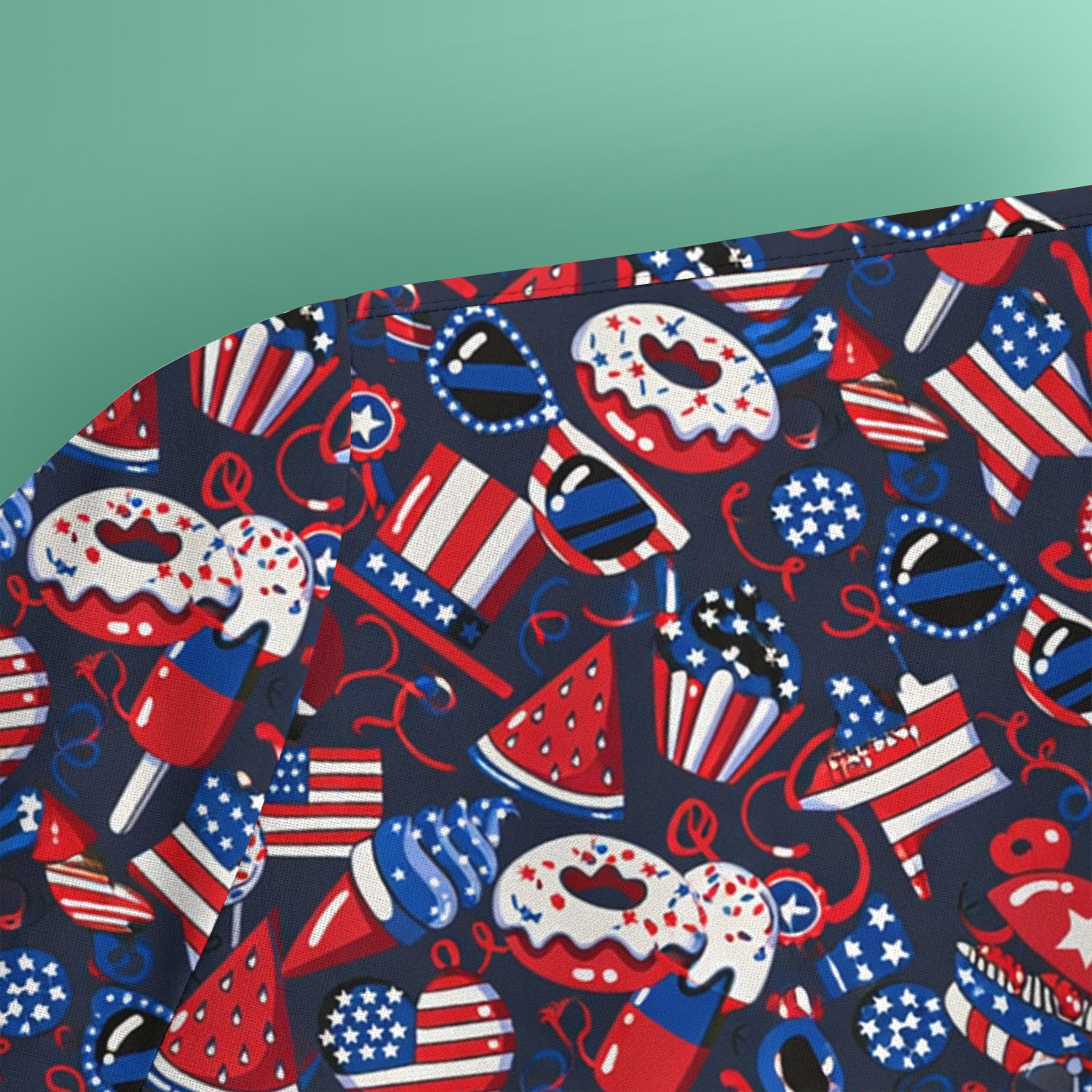 Cute Patriotic 4th of July Print V Neck Scrub Top for Nurses, Red Blue Medical Uniform