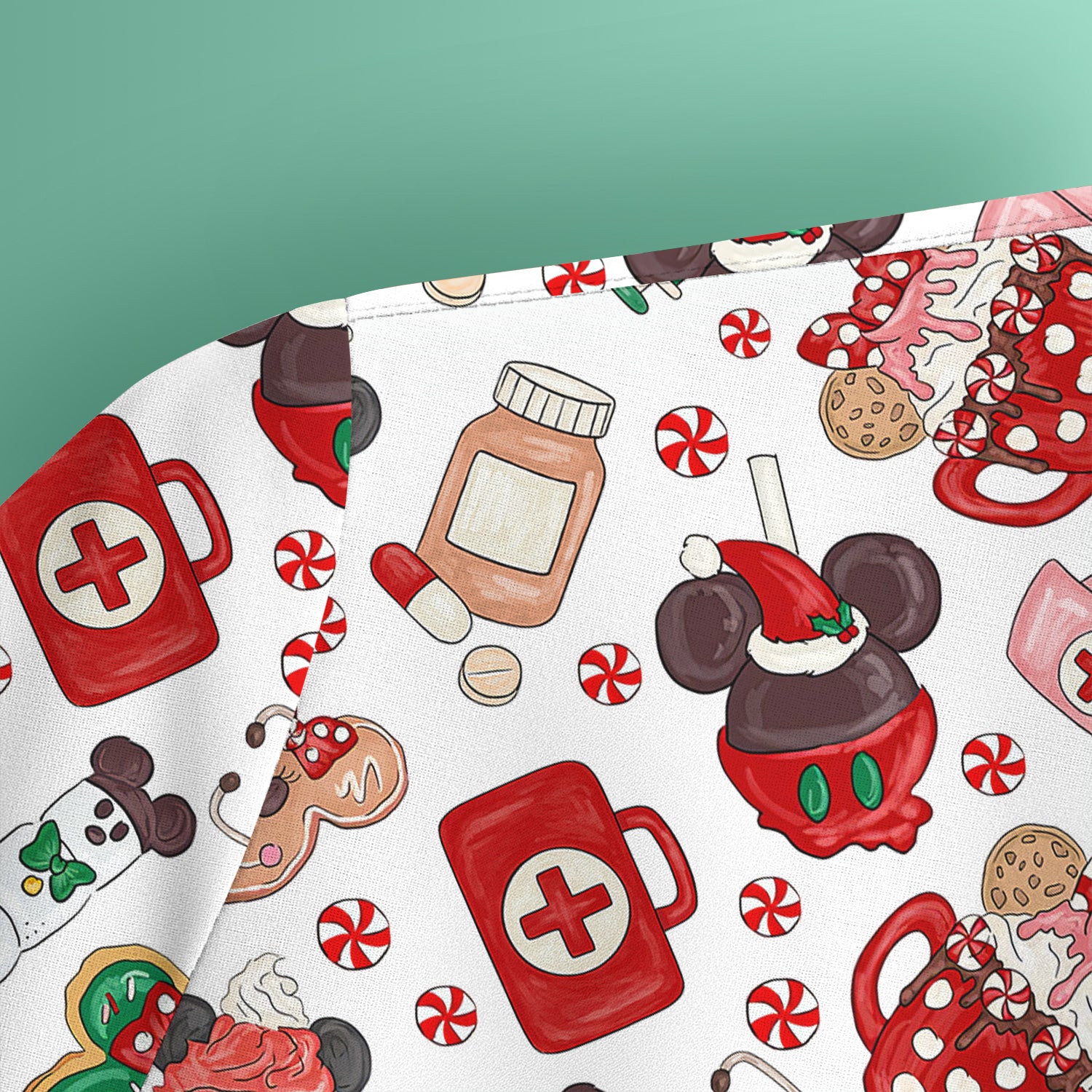 Funny Gingerbread Christmas Scrub Top - Cute Candy Cupcake Nurse Shirt - Holiday Medical Uniform RN CNA LPN