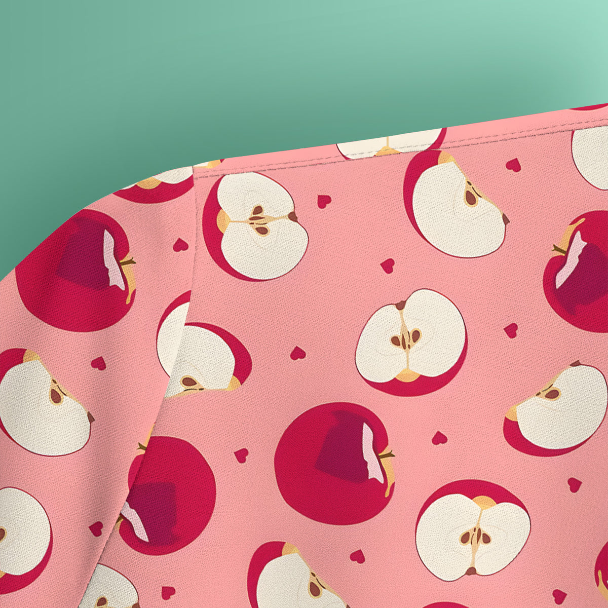 Cute Red Apple Fruit Pattern Scrubs Top, Comfortable Scrubs for Nurses