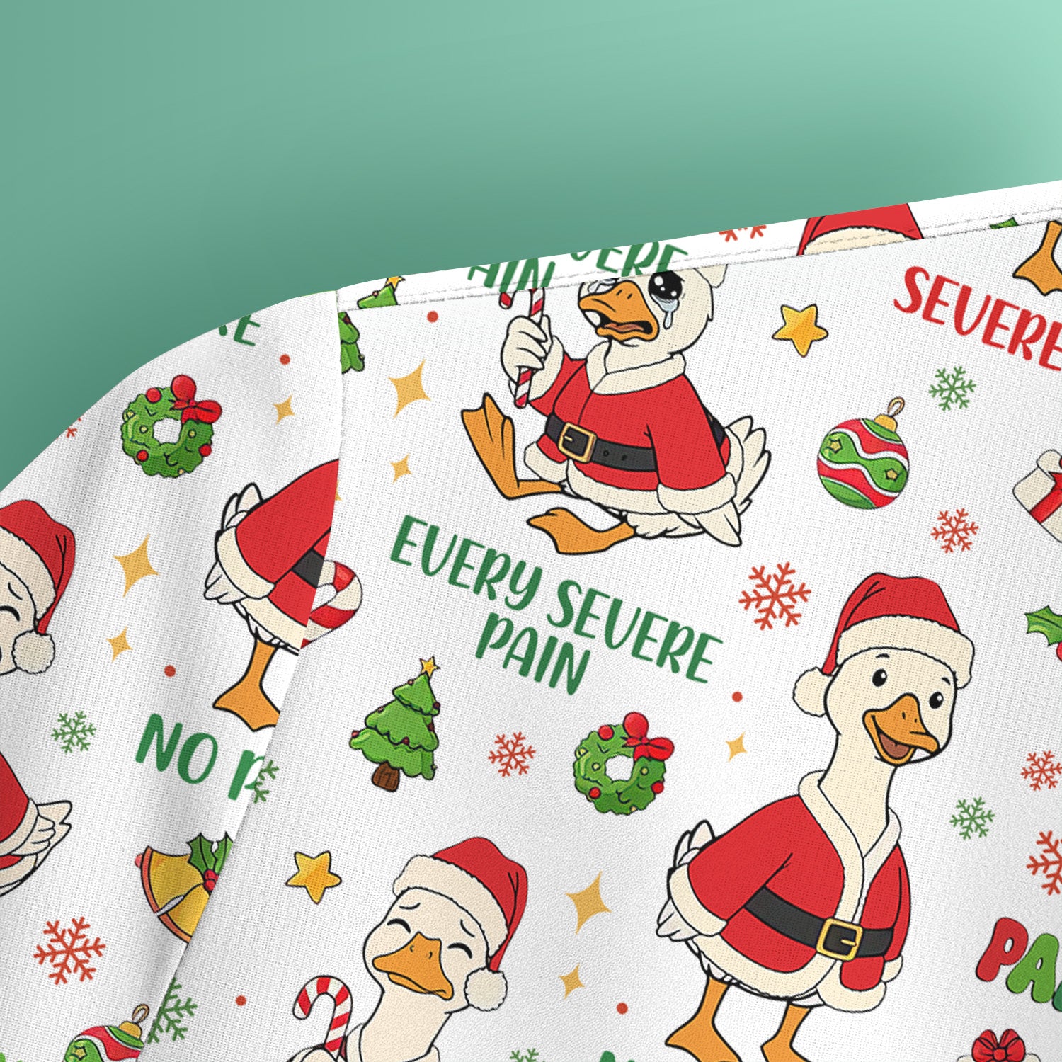 Christmas Nurse Scrub Top - Funny Goose Pain Scale - Cute Holiday Medical Uniform for Women