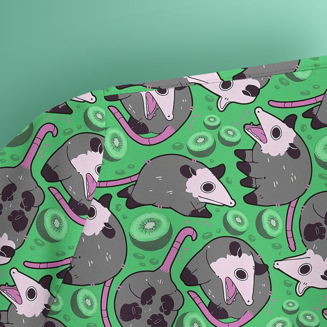 Funny Opossum Kiwi Scrub Top, Quirky Cartoon Animal Nursing Uniform