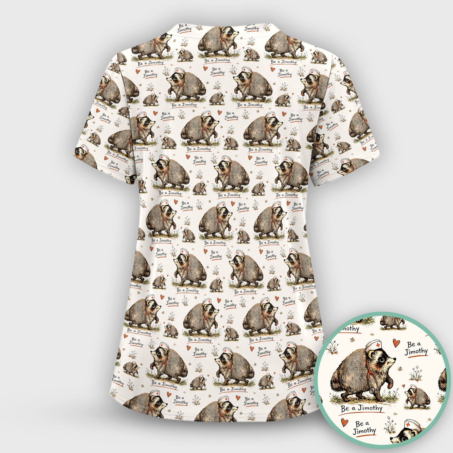 Funny Be A Jimothy Opossum Nurse Scrub Set, Scrub Pants and V Neck Top