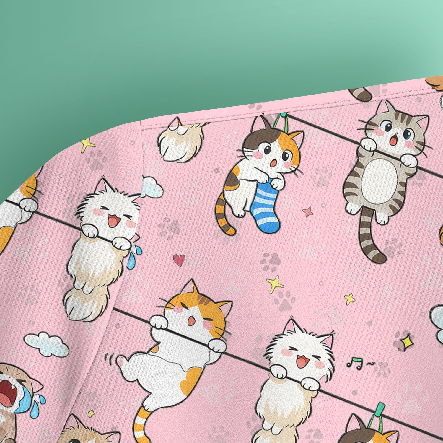 Funny Cats With Cute Expressions Pattern Scrubs Top, Comfortable Scrubs for Nurses