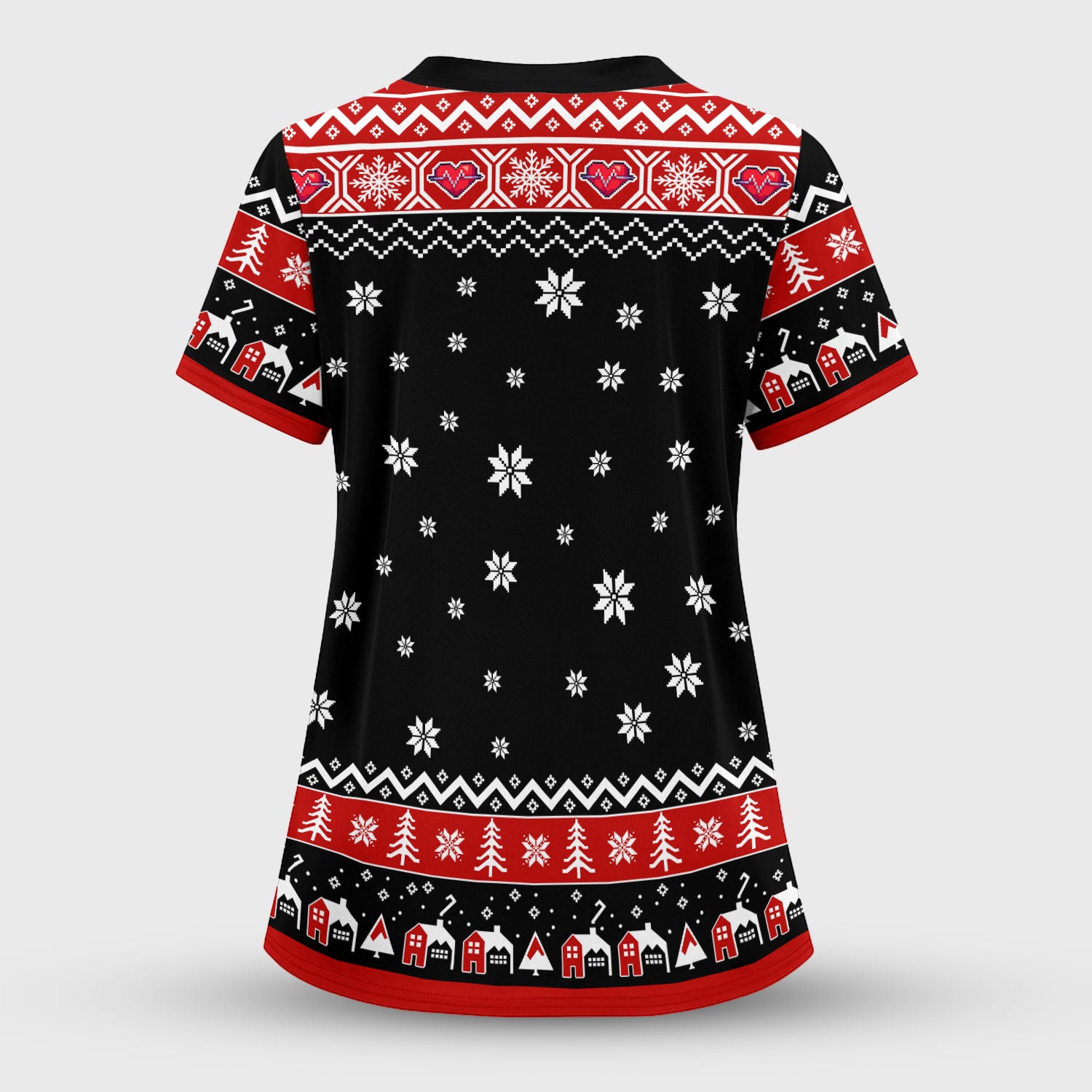 Funny Scrub Top for Women - Do Not Open Til Christmas Santa and Elf - Holiday Medical Uniform Gift for RN LPN CNA