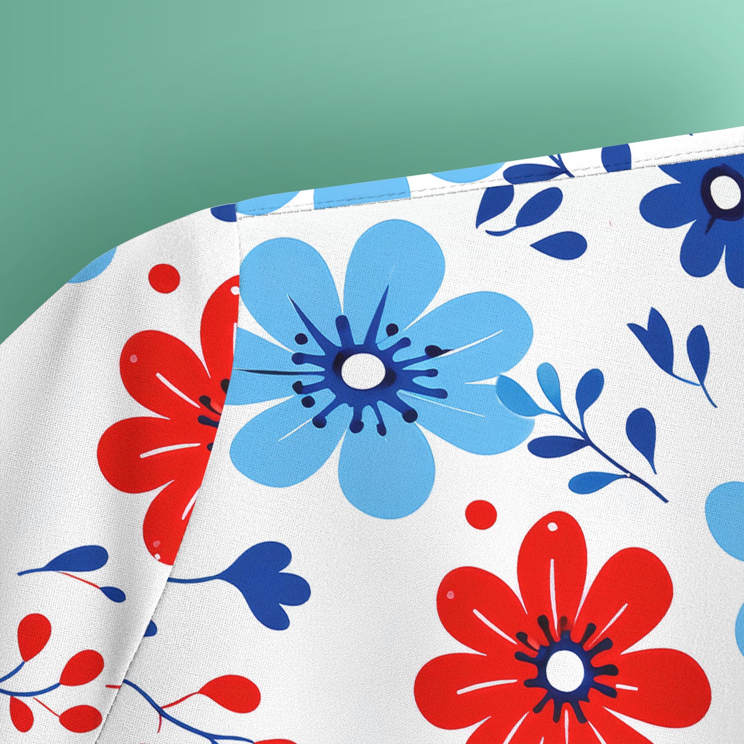 Symmetrical Folk Floral Heart Pattern Scrub Top, Breathable Fabrics Nursing Uniform
