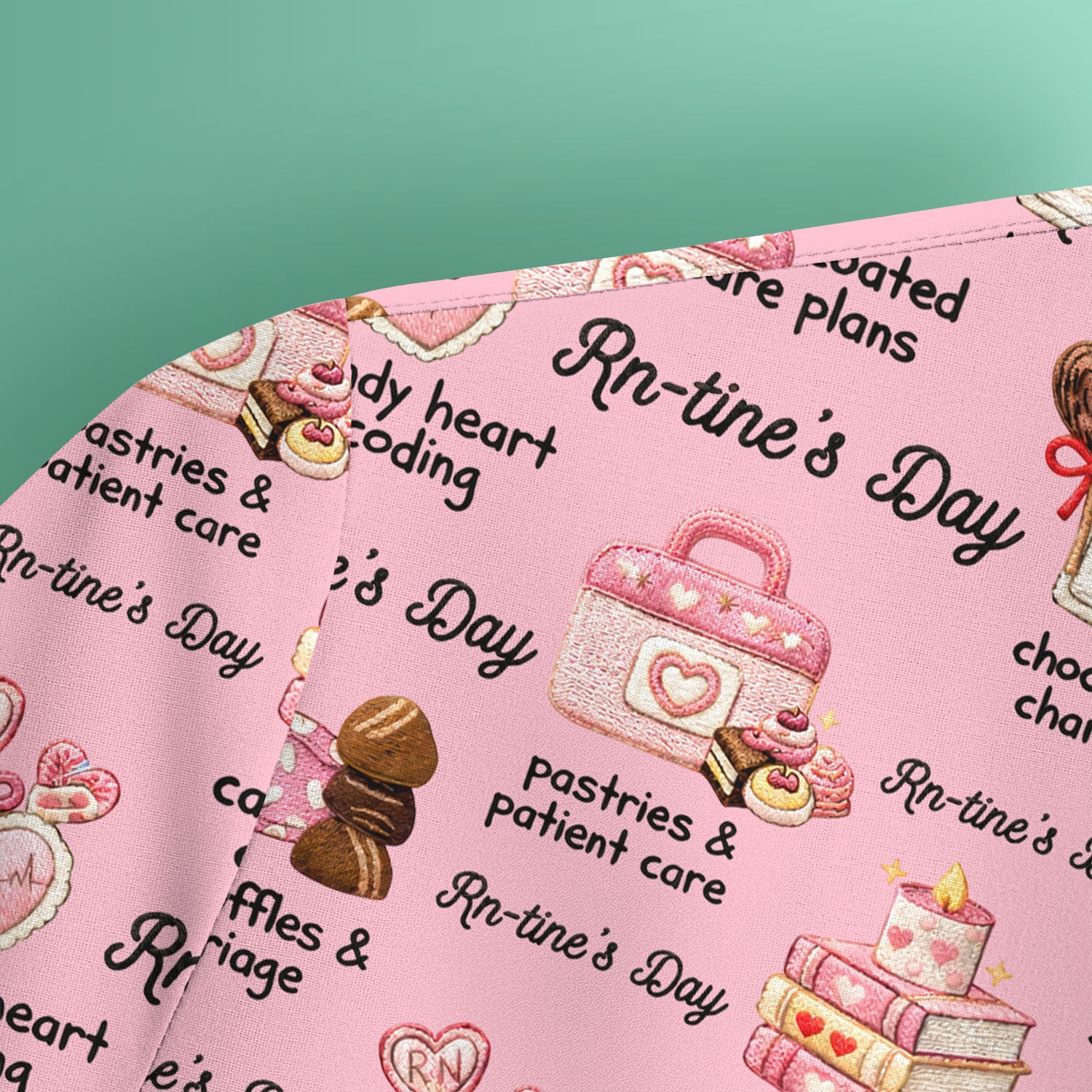 RN Sweets Valentine Stethoscope Scrub Top, Breathable Fabrics Nursing Uniform