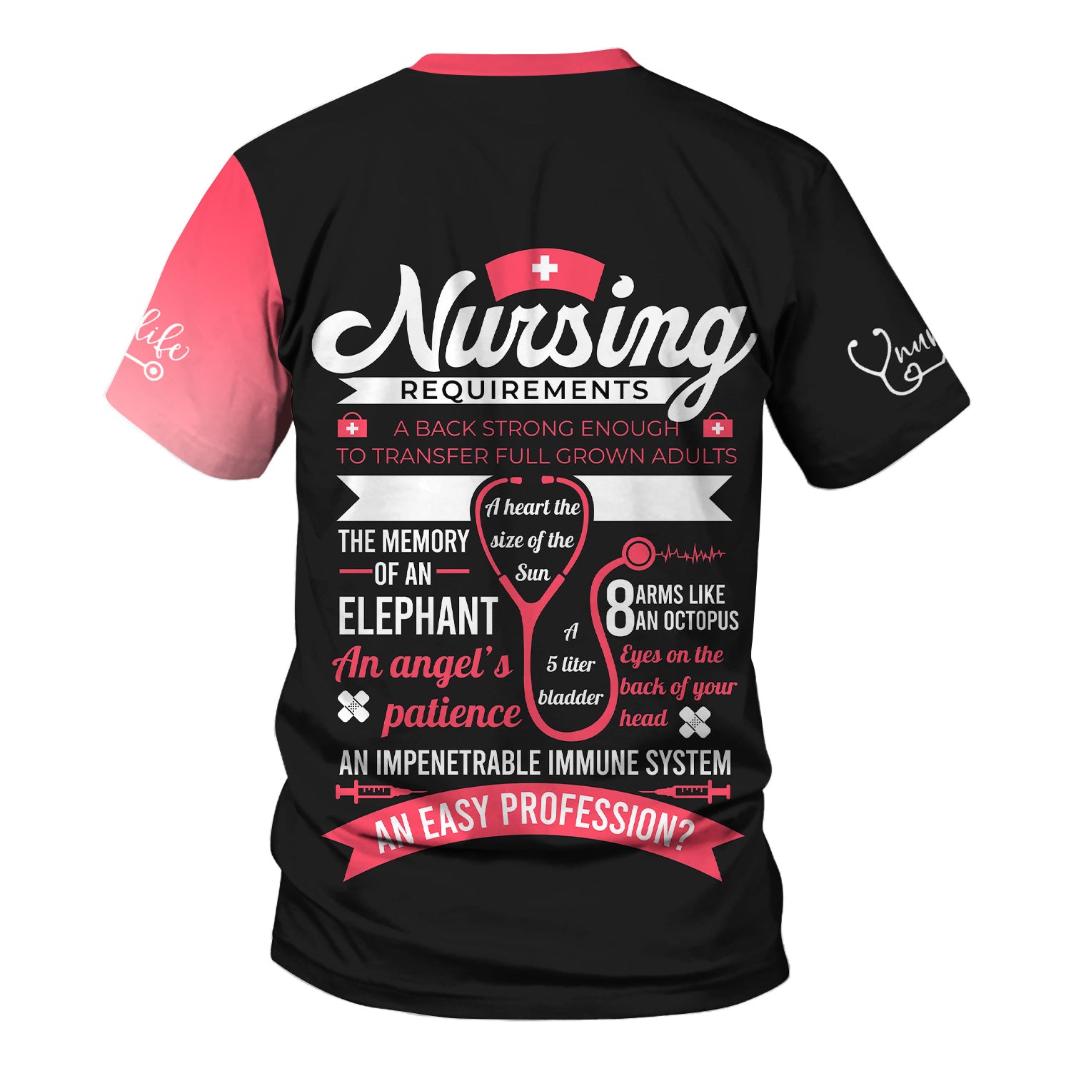 Personalized Nurse Life Scrubs for Women RN LPN CNA - Cute Pink and Black Syringe Bow Design - Funny Medical Quote Gift for Healthcare Workers in Nursing Field