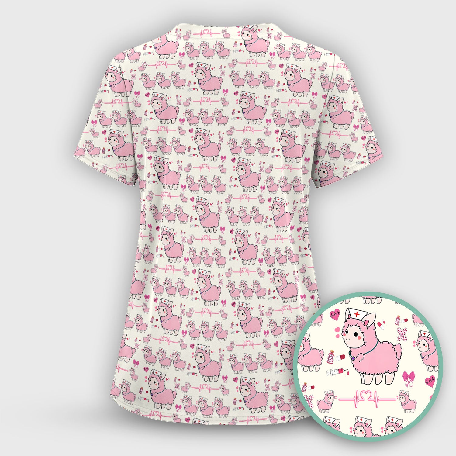 Llama Ain't Got Time For Your Drama Scrub Top, Funny Pattern Scrub Shirt, Breathable Fabrics Nursing Uniform