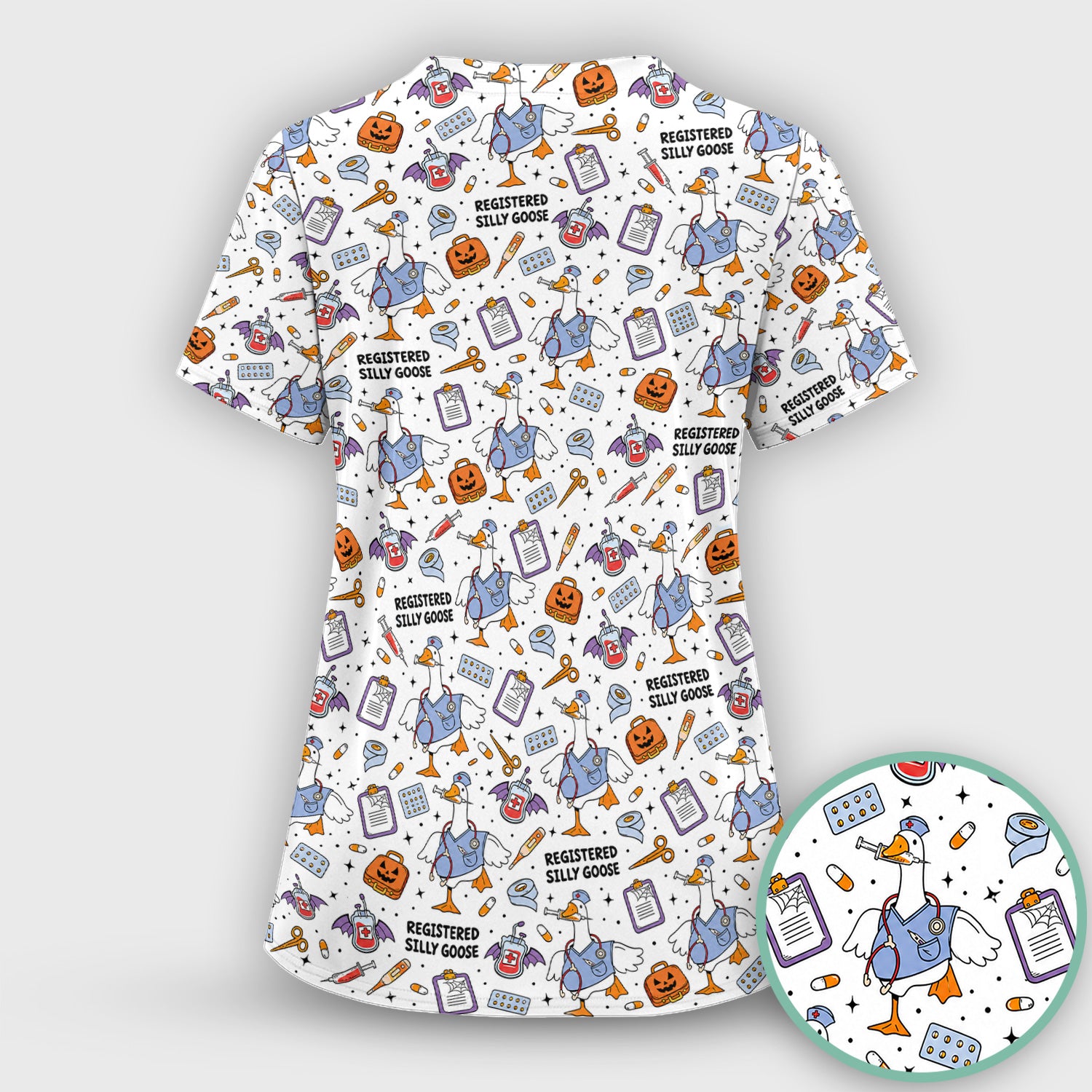 Funny Halloween Registered Silly Goose Scrub Top, Comfortable Scrubs for Nurses