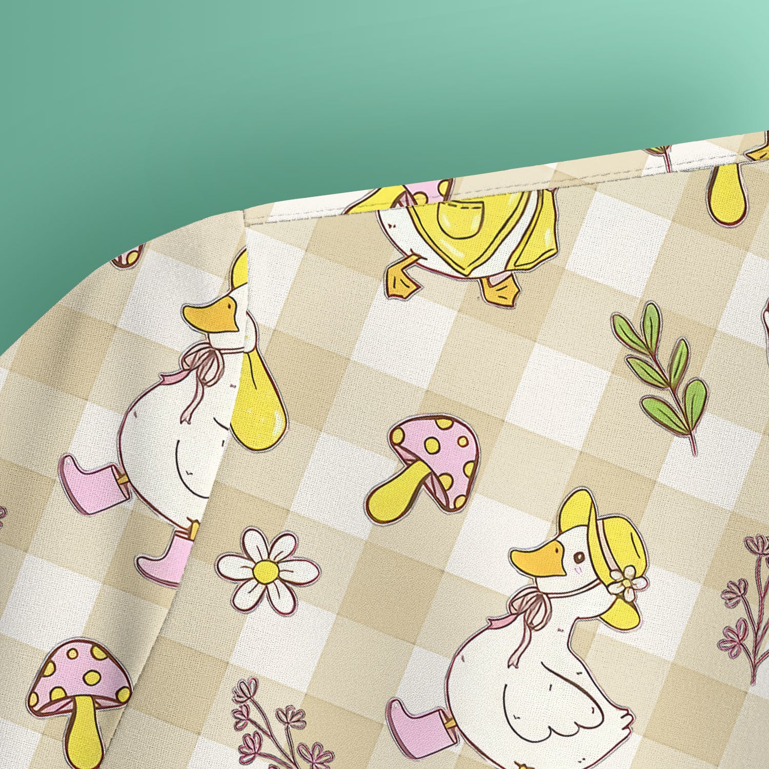 Cute Duck Outfit Gingham Pattern Scrub Top, Comfortable Scrubs for Nurses