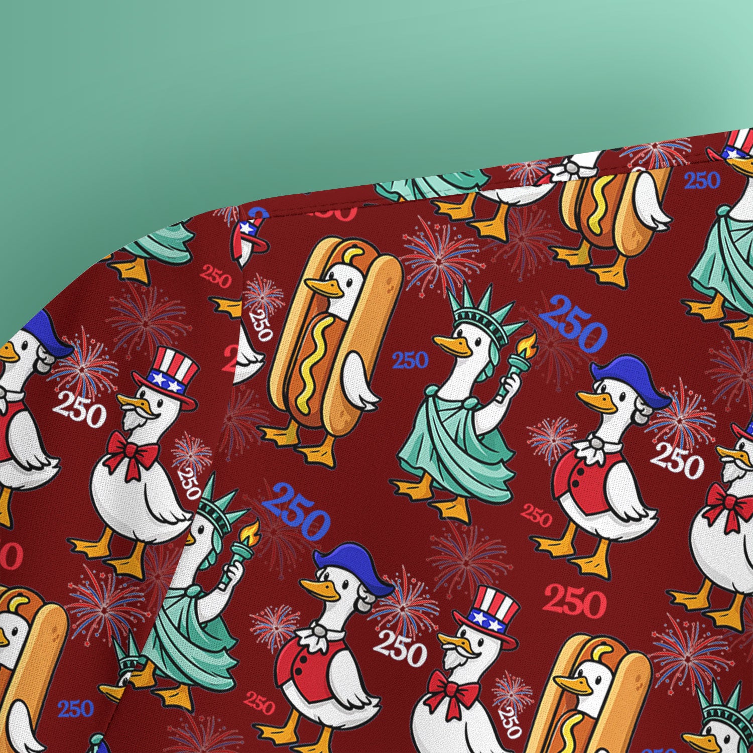 Patriotic Duck Independence Day Pattern Scrub Top, Breathable Healthcare Uniform Top