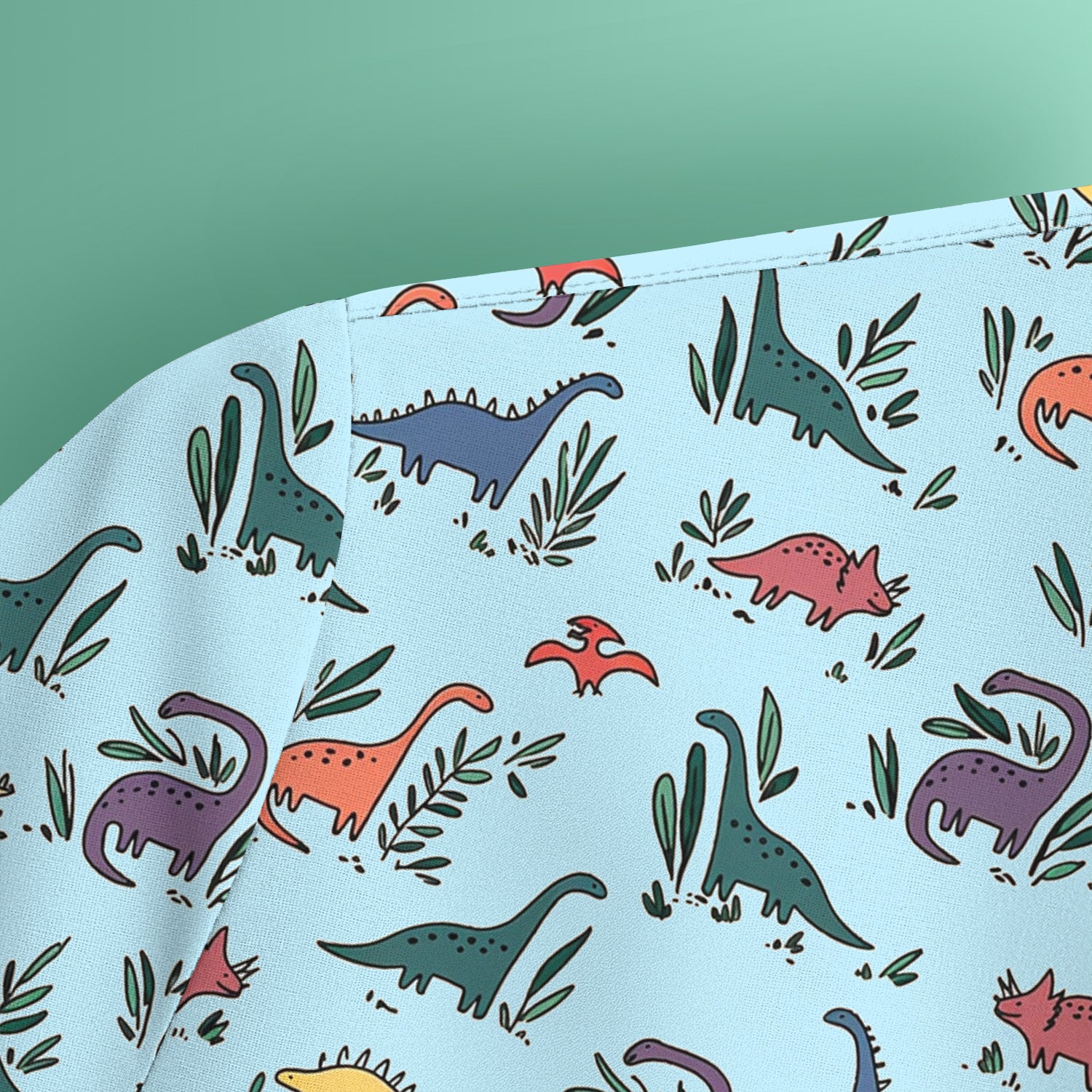 Cute Dinosaur Leafy Garden Pattern Scrub Top, Comfortable Scrubs for Nurses