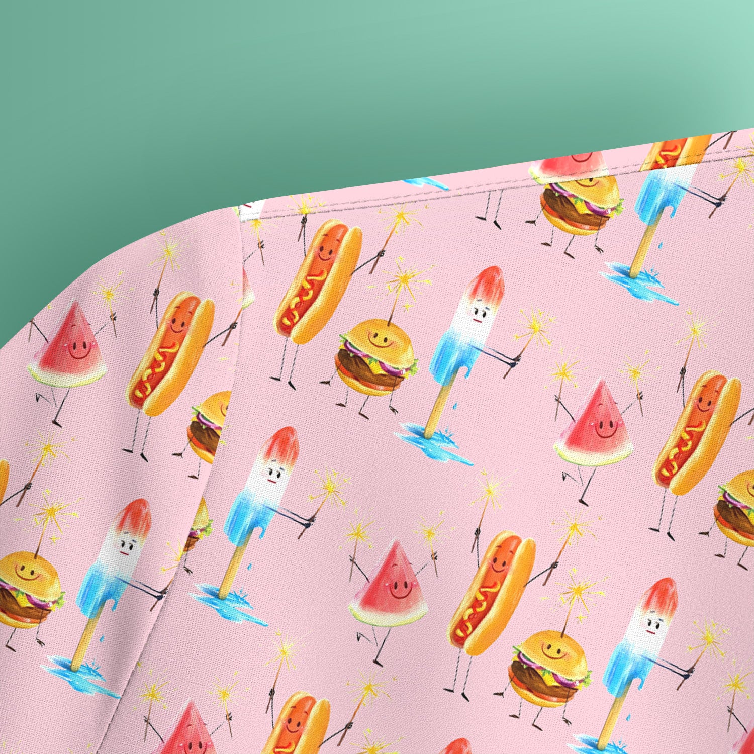 Funny Summer Food Icons Pattern Scrub Top, Comfortable Scrubs for Nurses
