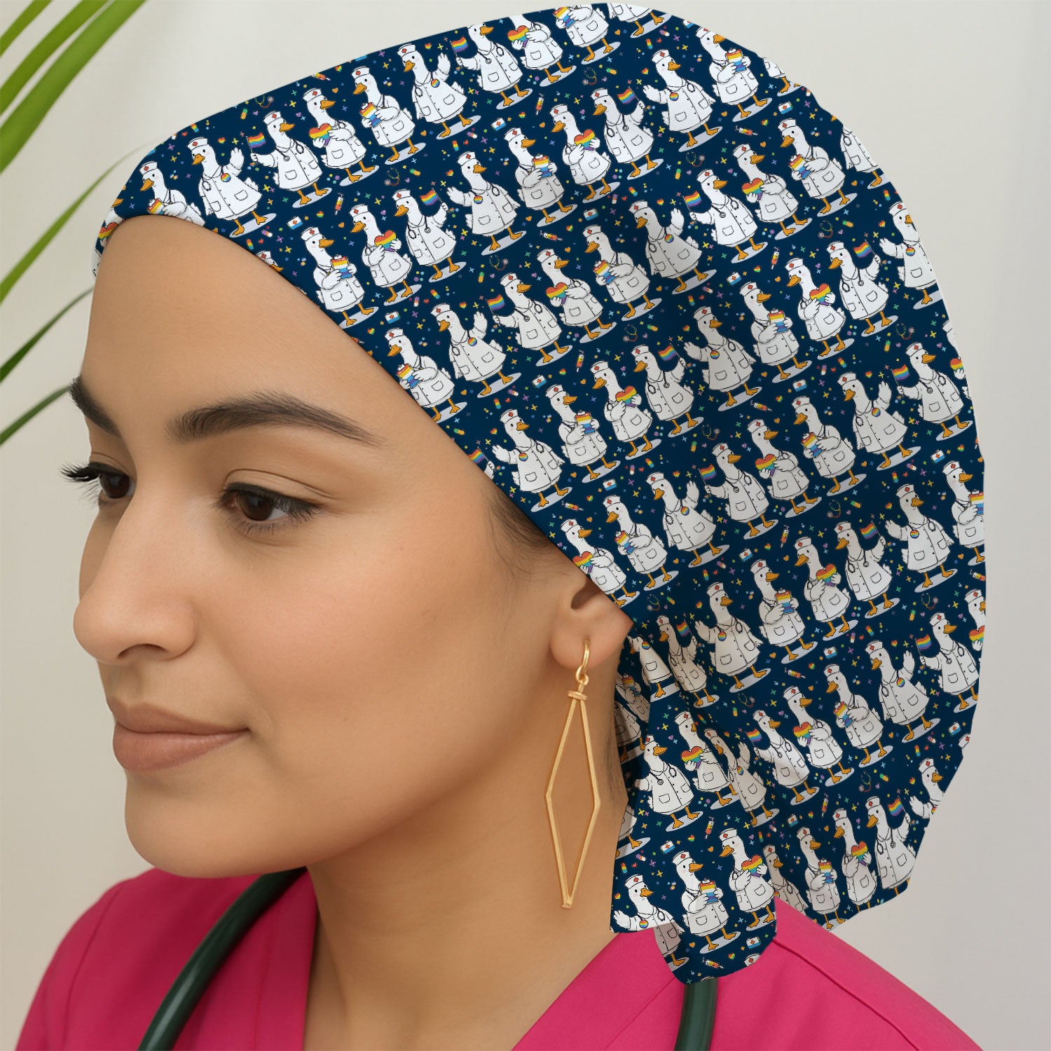 Cute Nurse Duck Pride Theme Scrub Cap, Breathable Fabrics Caps Uniform