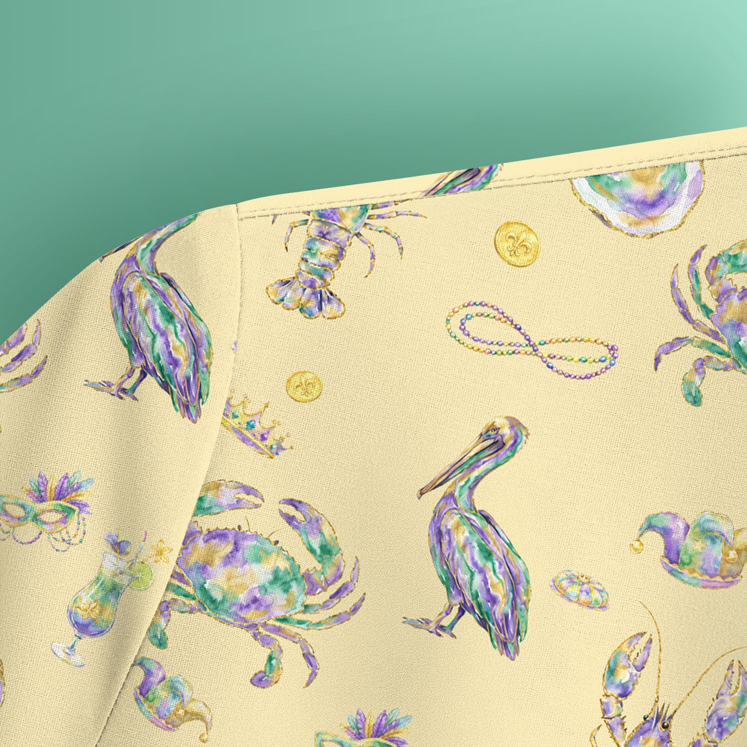 Mardi Gras Seafood Nurse Scrub Top, Comfortable Uniform Scrubs For Nursing