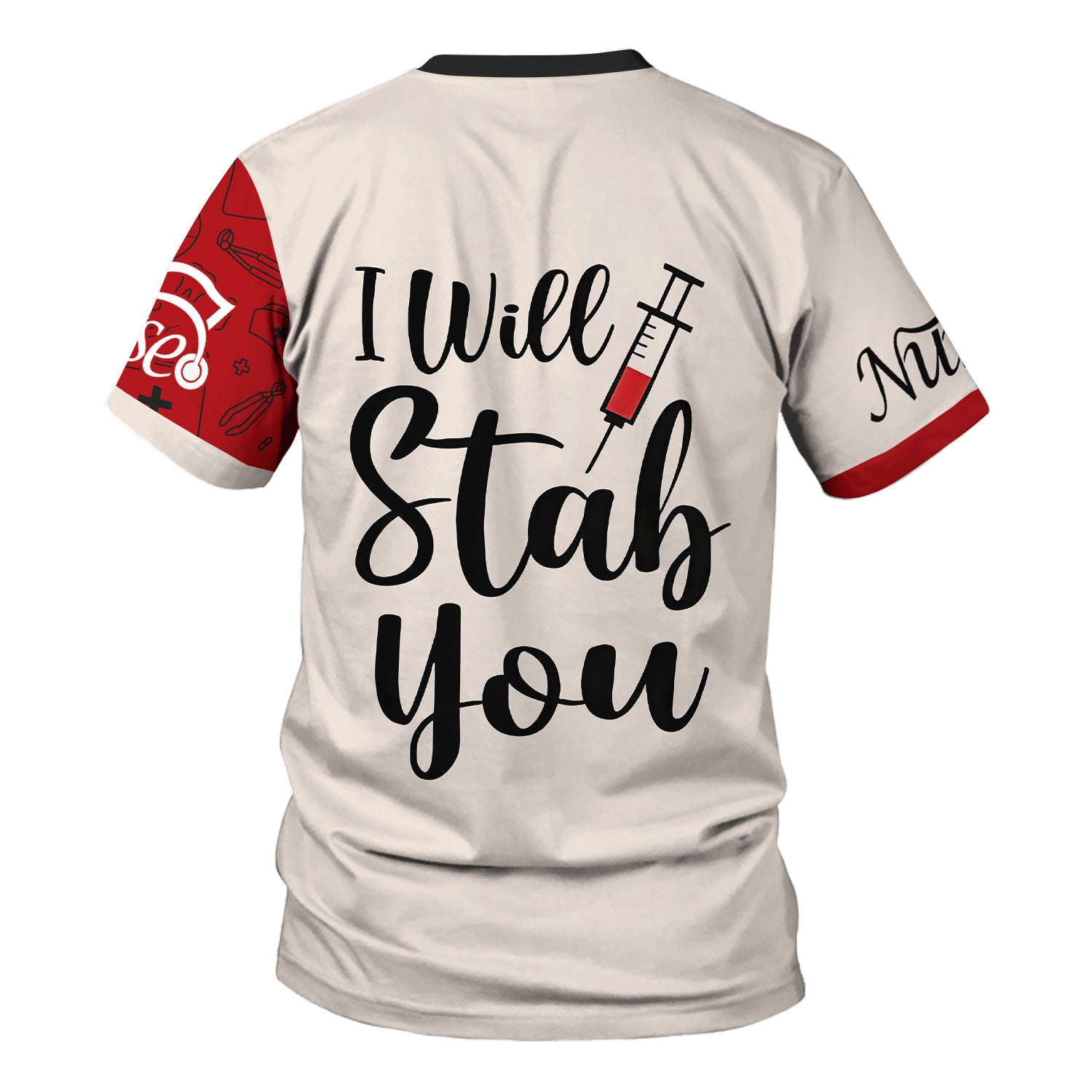 Funny Personalized Nurse Shirt - Pill Cartoon with Syringe - Custom Gift for RN CNA LPN or Nursing Student