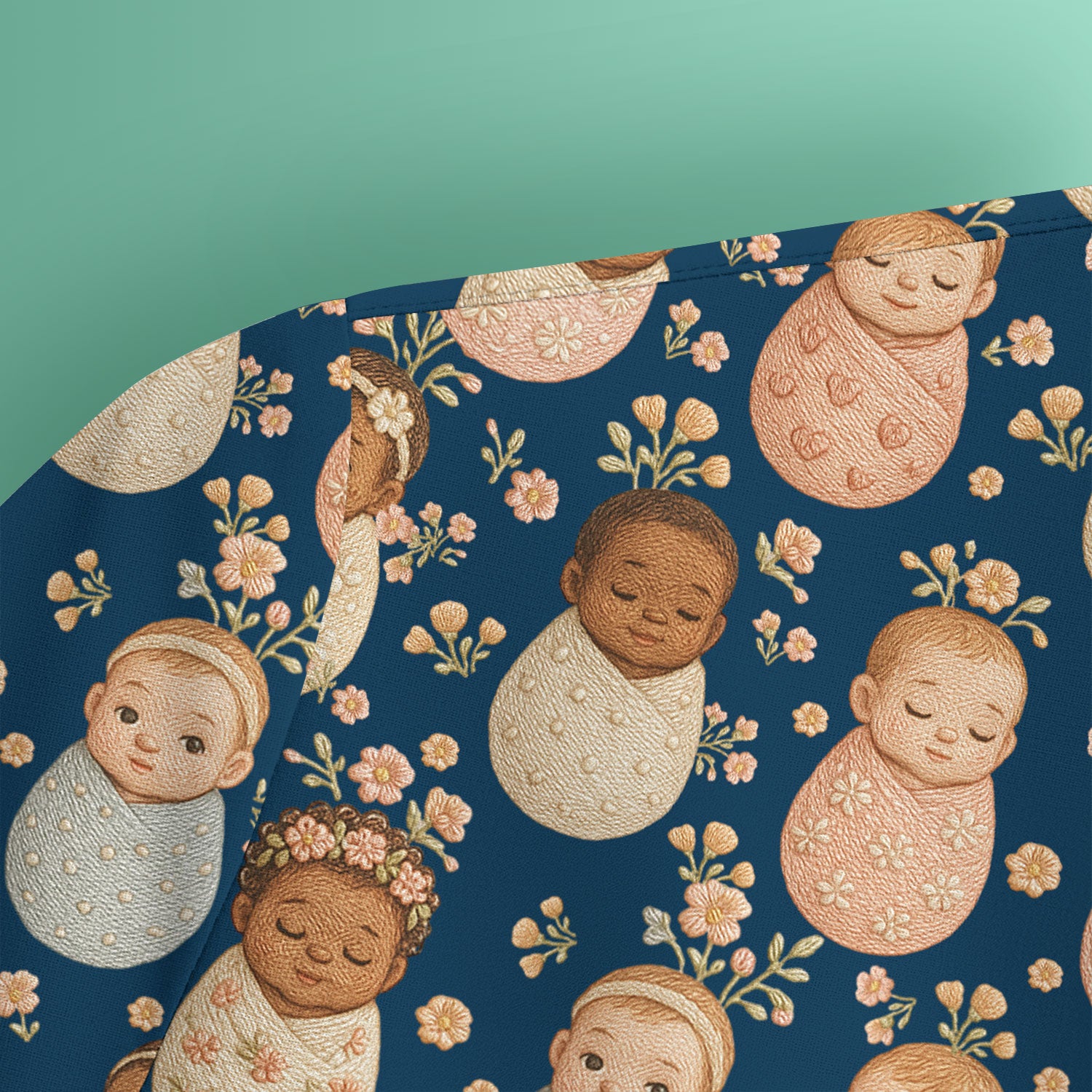 Sweet Newborn Baby Floral Print Nurse Scrub Top, Comfortable Scrubs for Nurses