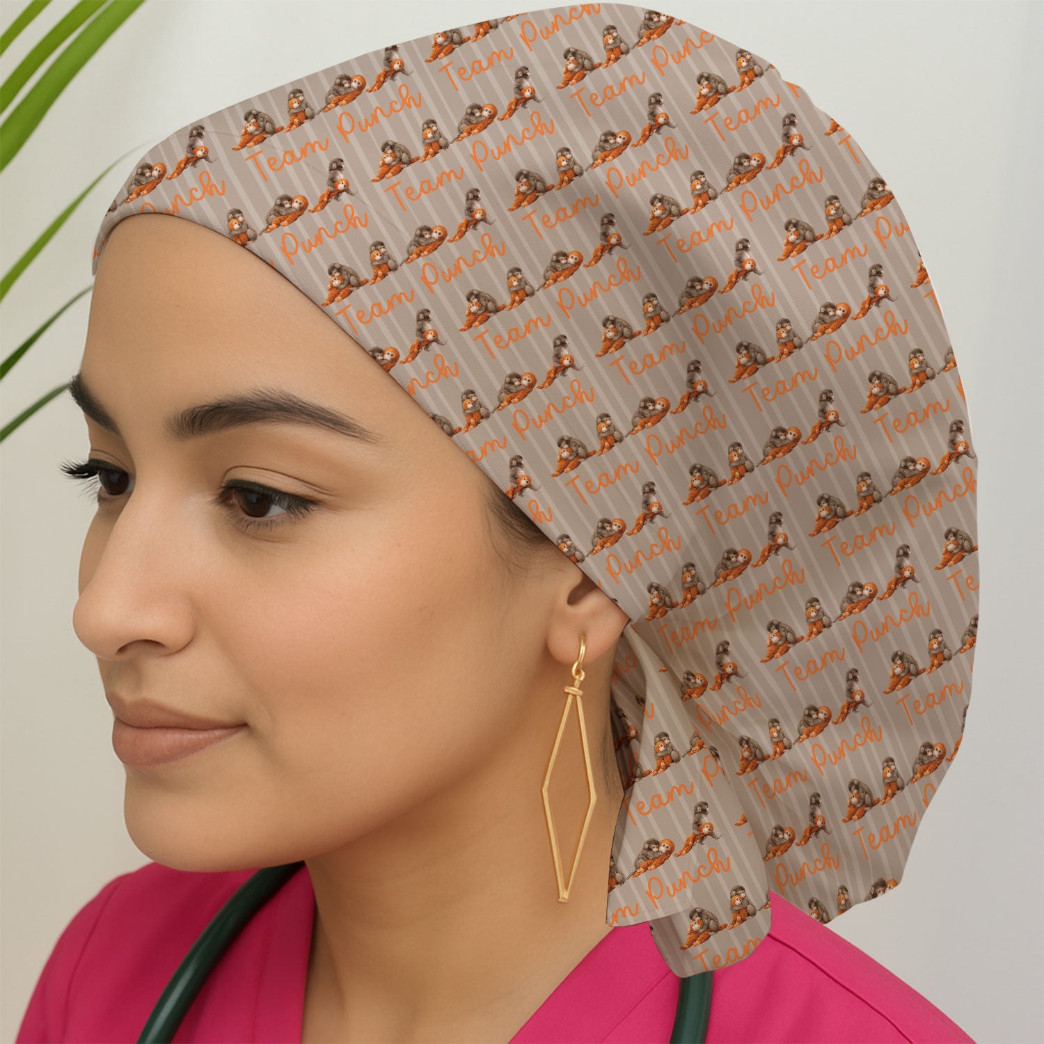Funny Monkey Team Punch Pattern Print Cap, Adjustable Nurse Surgical Cap