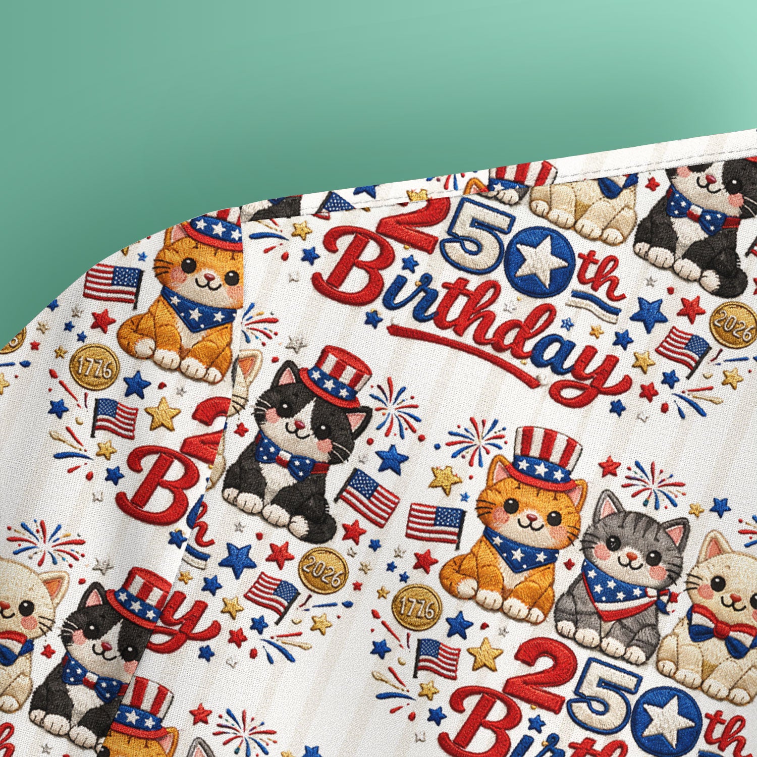 America 250th Anniversary Cat Pattern Scrub Top, Comfortable Scrubs for Nurses