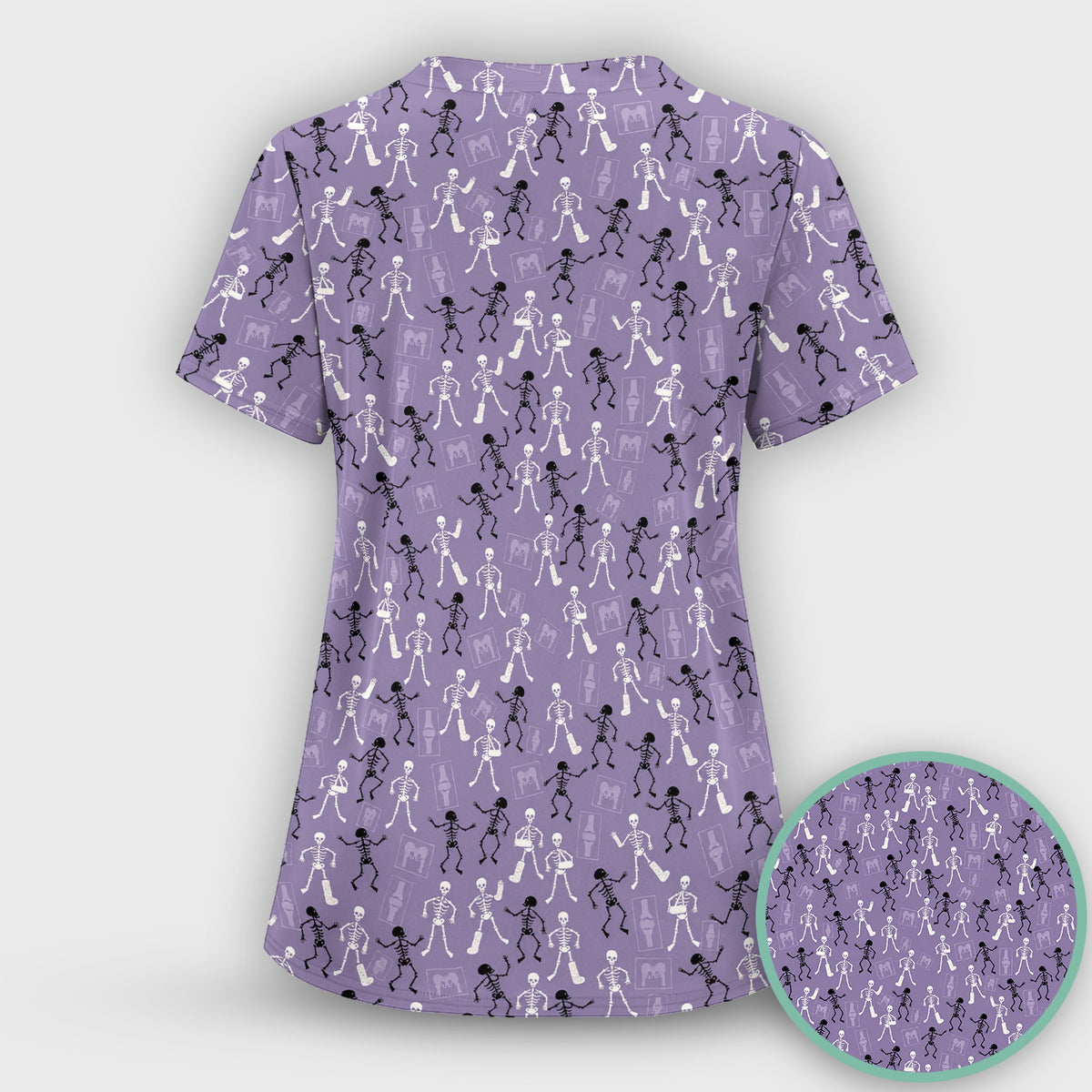 Halloween Orthopedic Skeleton Scrub Top, Comfortable Scrubs for Orthopedic Nurses