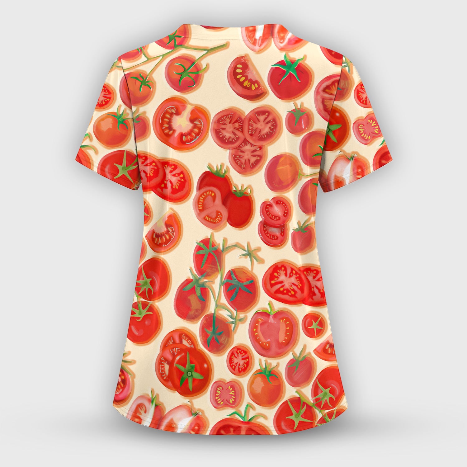 Fresh Tomato Slices Cherry Tomato Pattern Scrubs Sets, Women's Scrub Sets