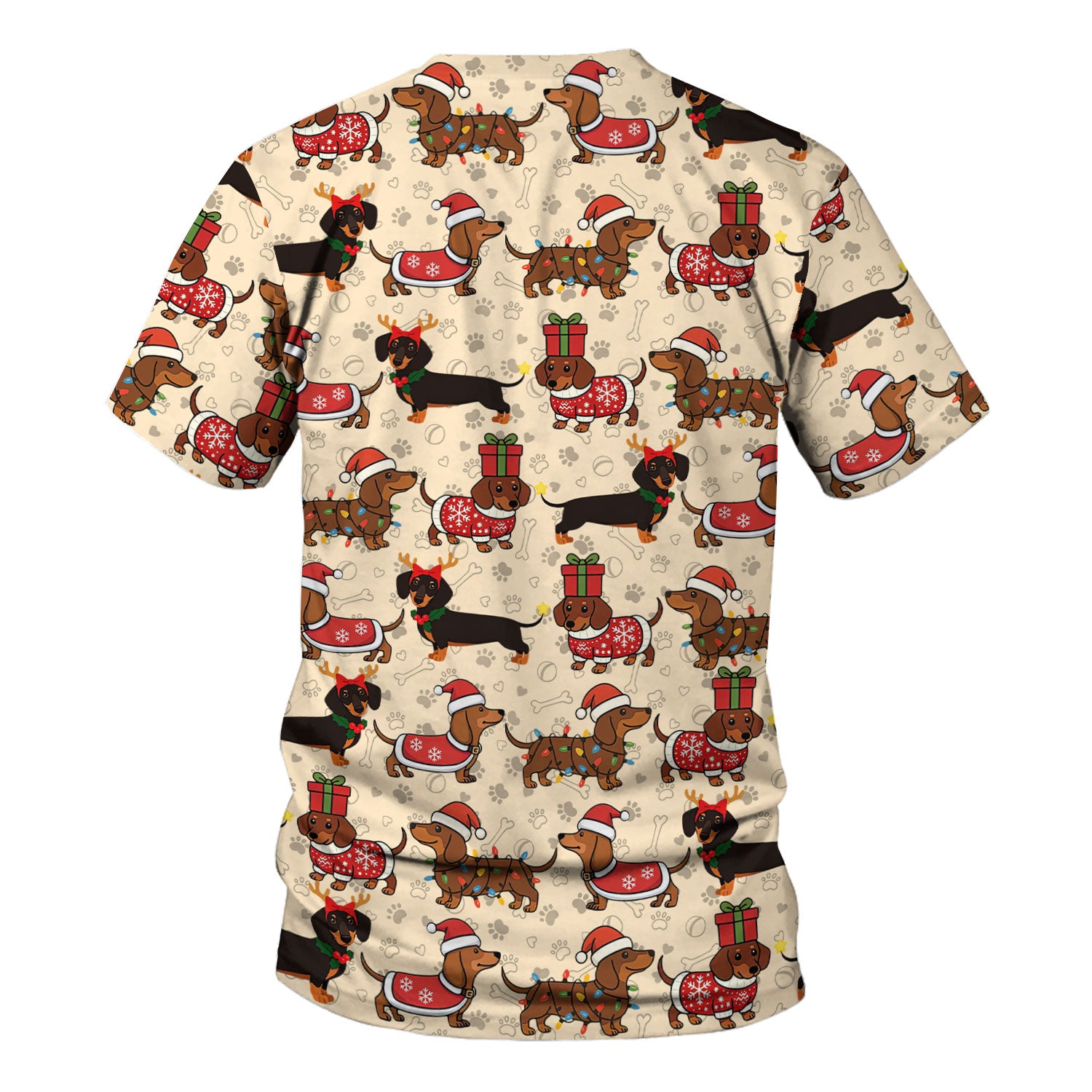 Christmas Dachshund T-Shirt Multi Color - Cute Sausage Dog Wearing Santa Outfit - Funny Holiday Wiener Dog Tee Gift for Dog Lovers