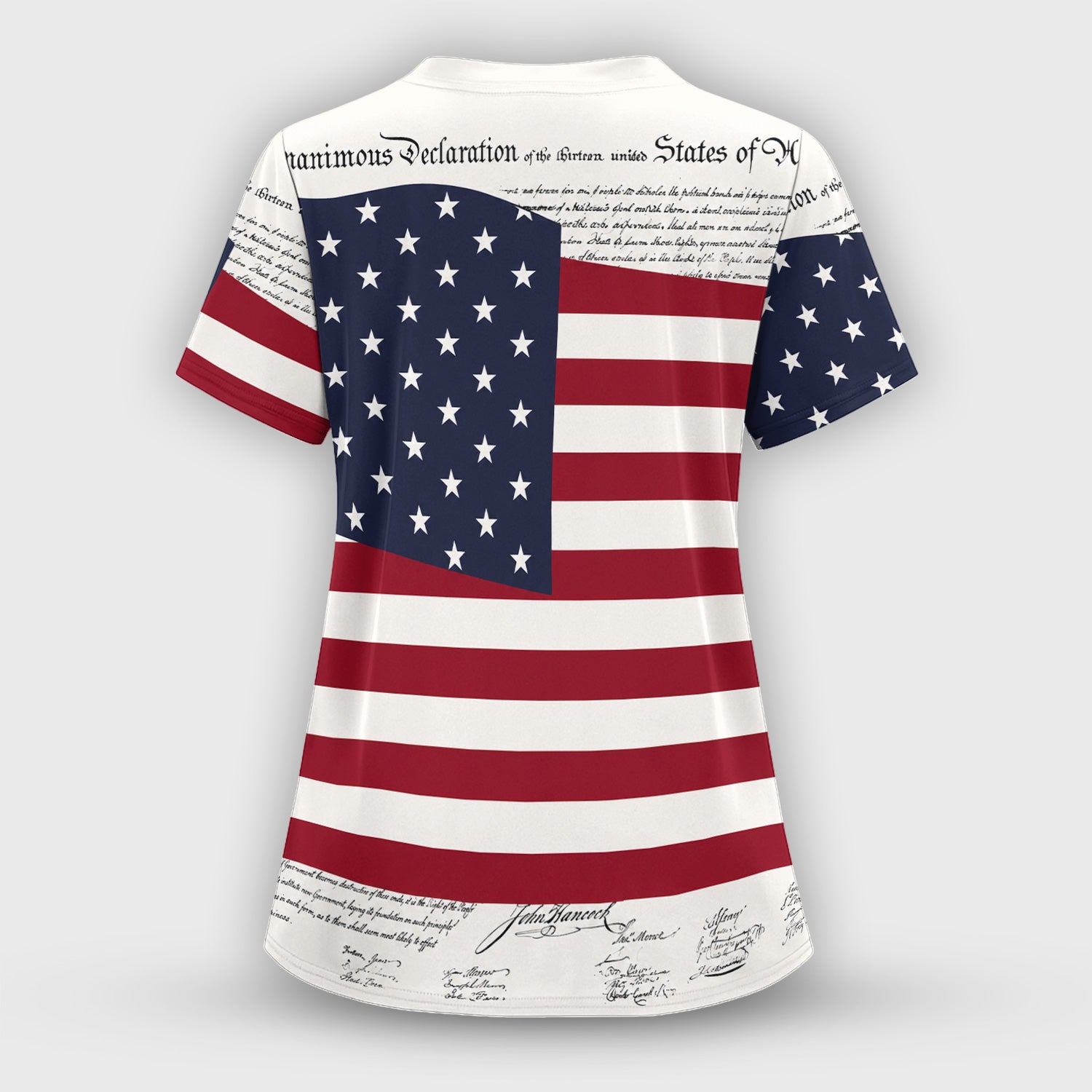 Patriotic Nurse American Flag Pattern Scrub Top, Comfortable Scrubs for Nurses