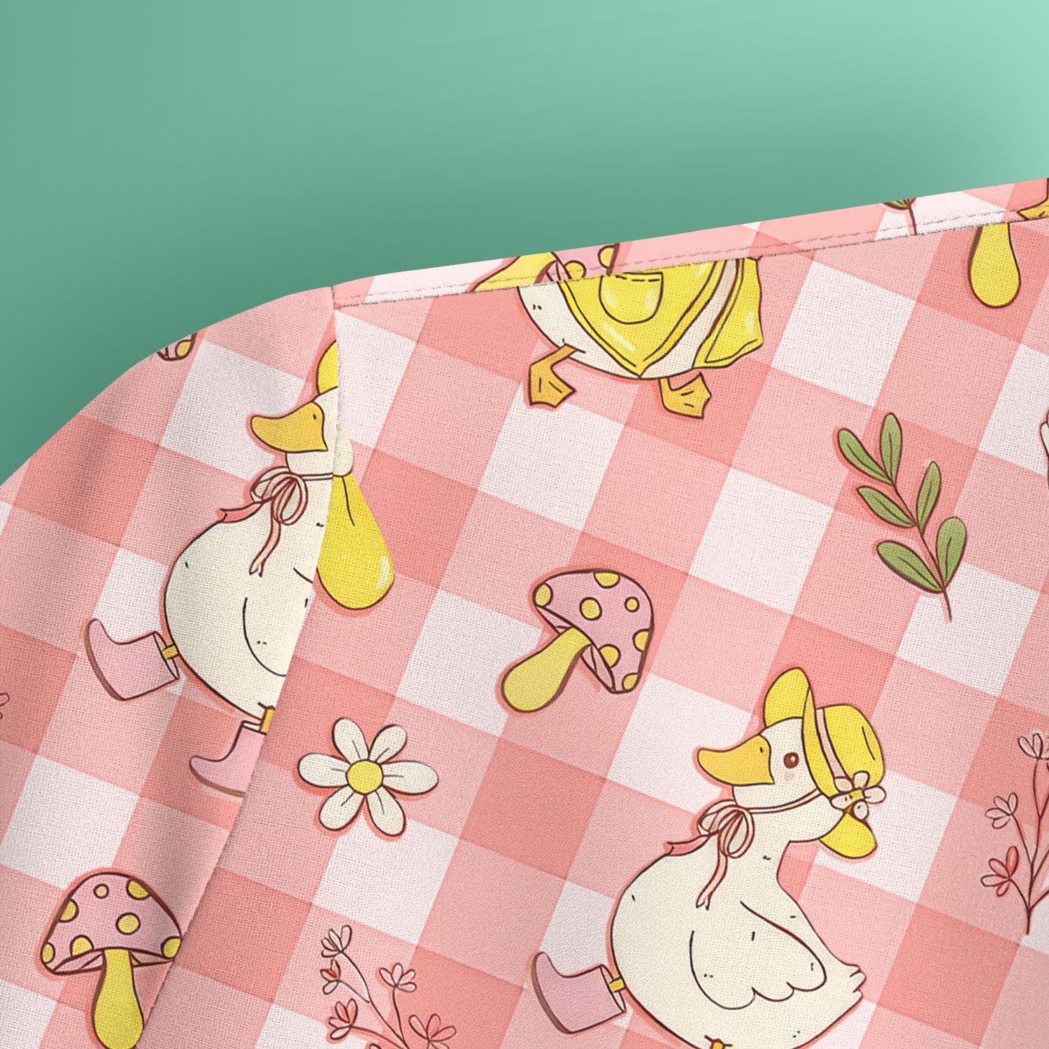 Cute Duck Outfit Gingham Pattern Scrub Top, Comfortable Scrubs for Nurses