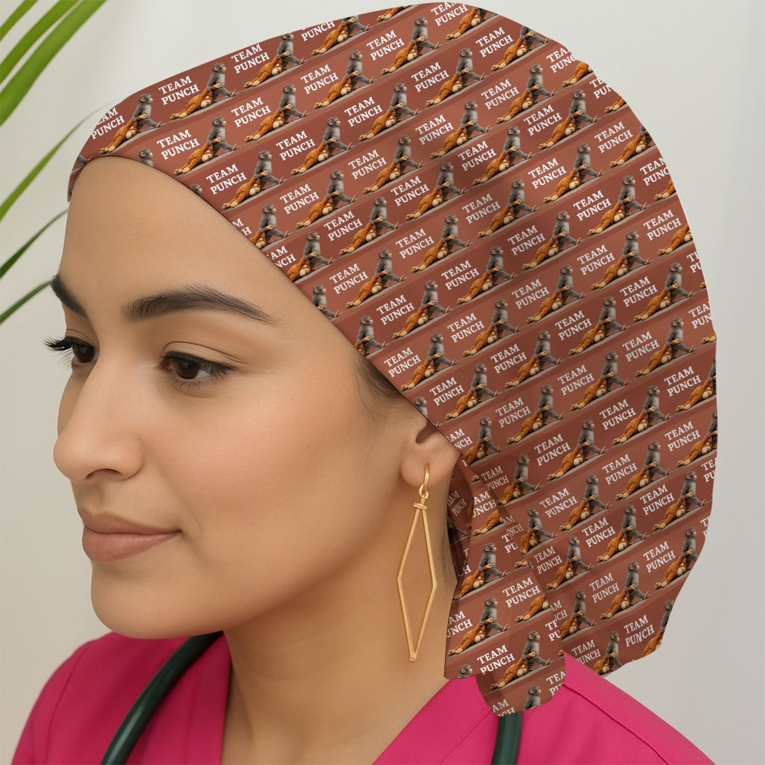 Team Punch Playful Monkey Graphic Pattern Caps, Surgical Caps for Doctors