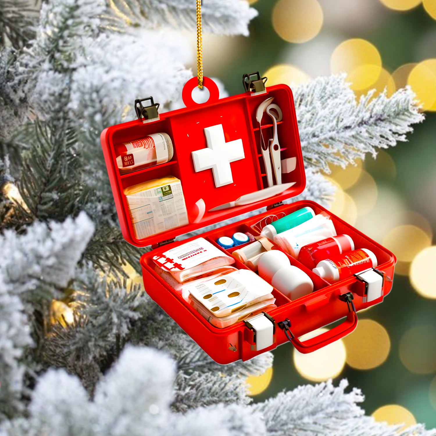 First Aid Kit Christmas Ornament, Emergency Health Kit, RN LPN CNA Healthcare Workers Gift