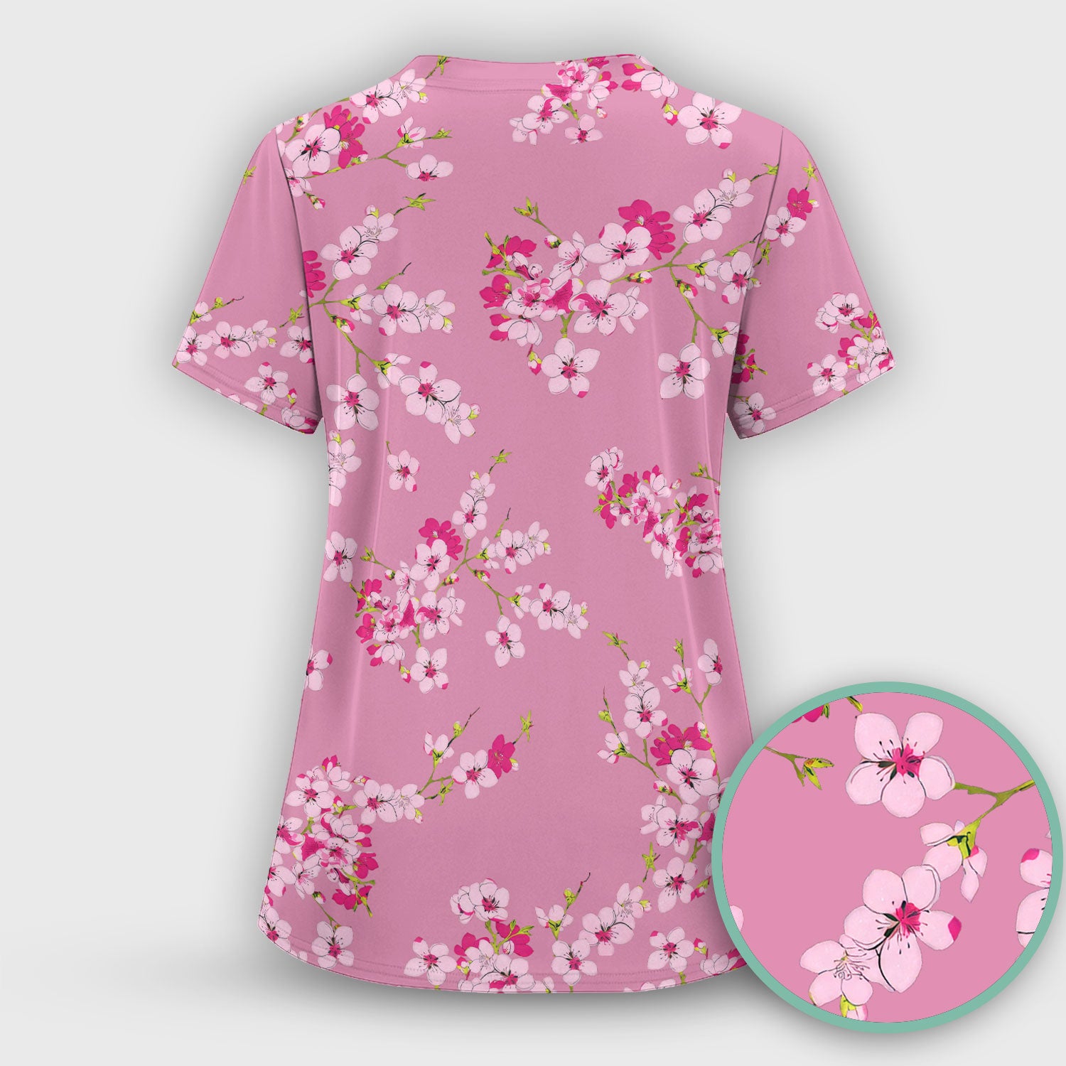 Elegant Cherry Blossom Floral Pattern Srubs, Comfortable Scrubs for Nurses