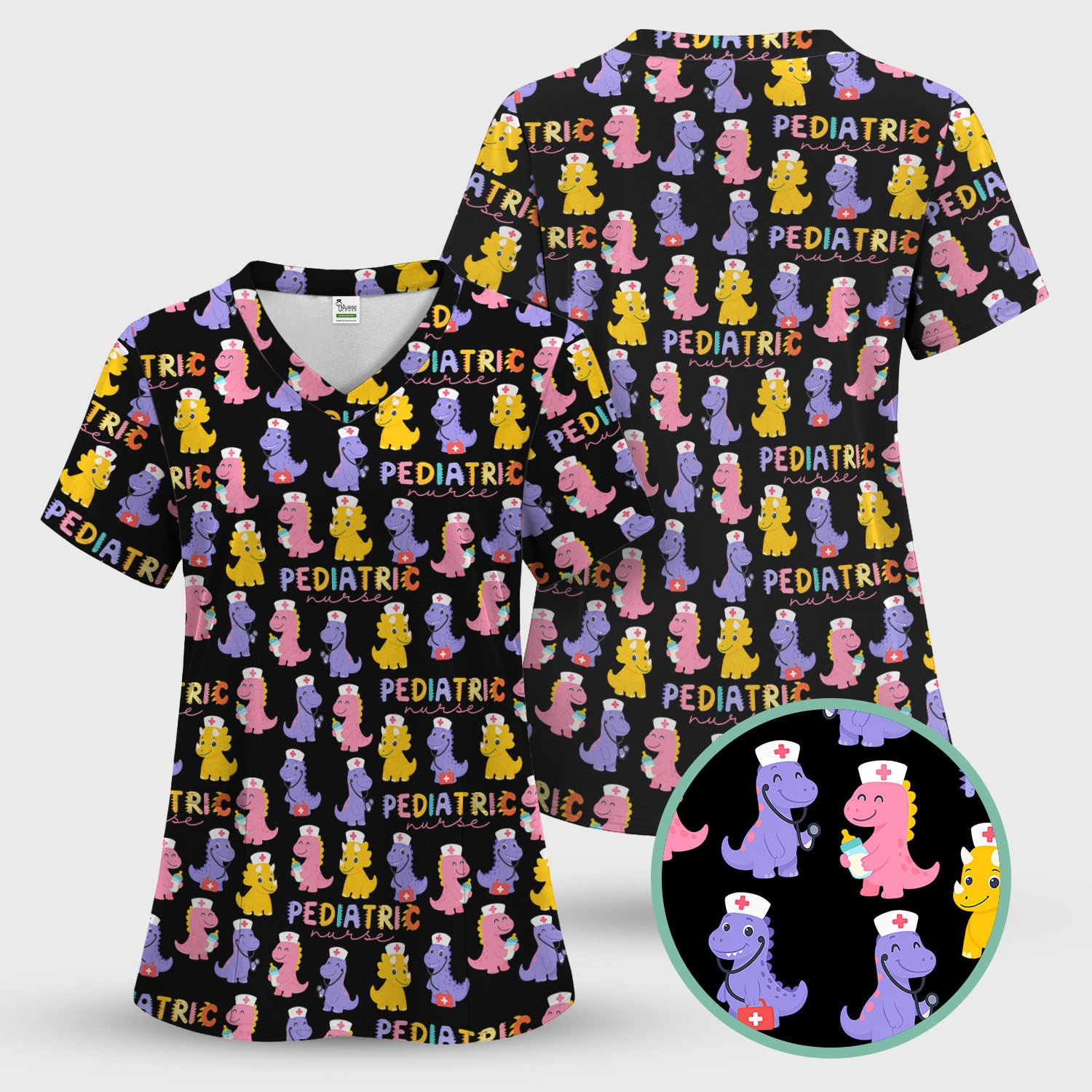 Funny Dinosaur Nurse Shirt - Cute T-Rex with Stethoscope & Medical Kit Graphic Tee - Multiple Color Options Gift for Women PEDS RN LPN