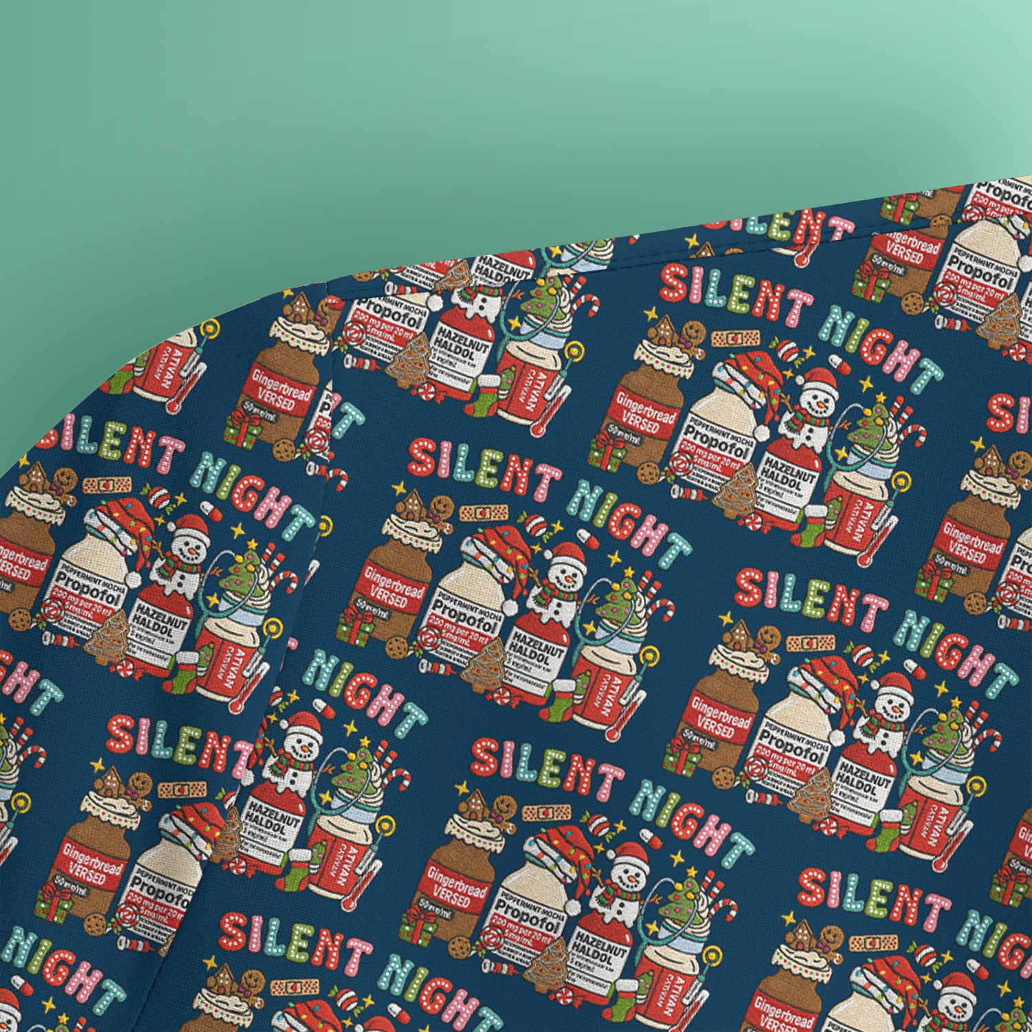 Silent Night Nurse Scrub Top, Funny Christmas Medical Scrub Shirt, Holiday Nursing Uniform