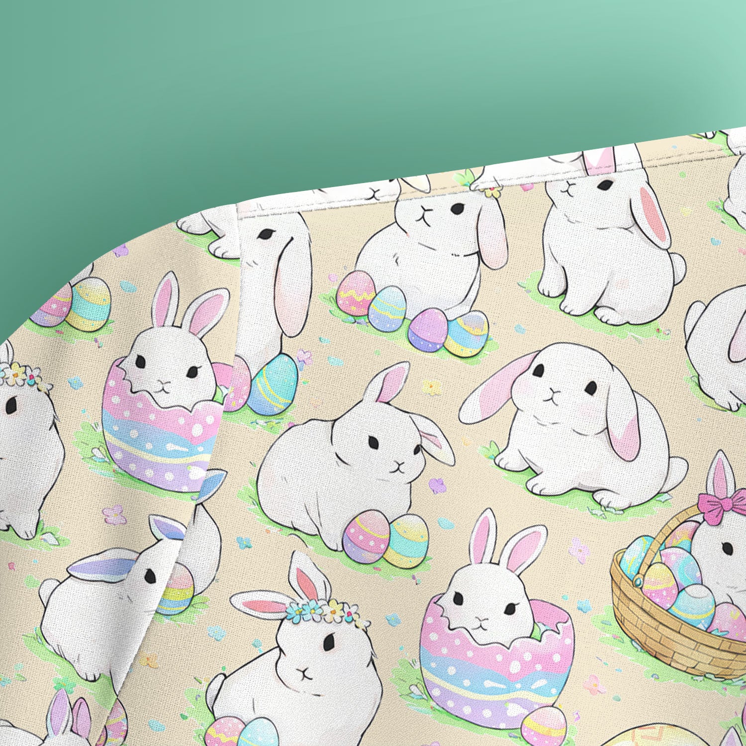 Cute Easter Bunny Egg Pattern Scrub Top, Comfortable Scrubs for Nurses