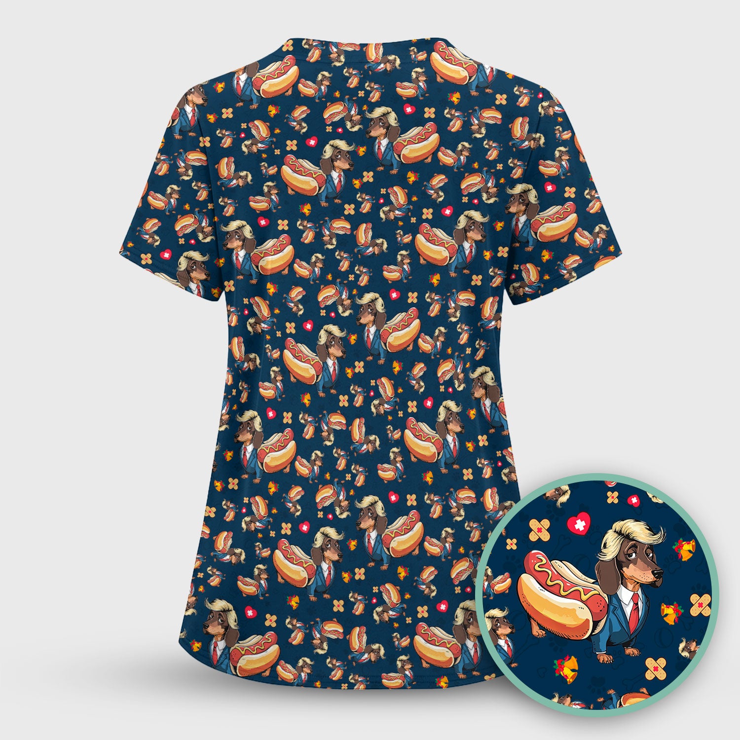 They're Eating The Dogs - Funny Dachshund Hot Dog Scrub Top - Hilarious Medical Uniform
