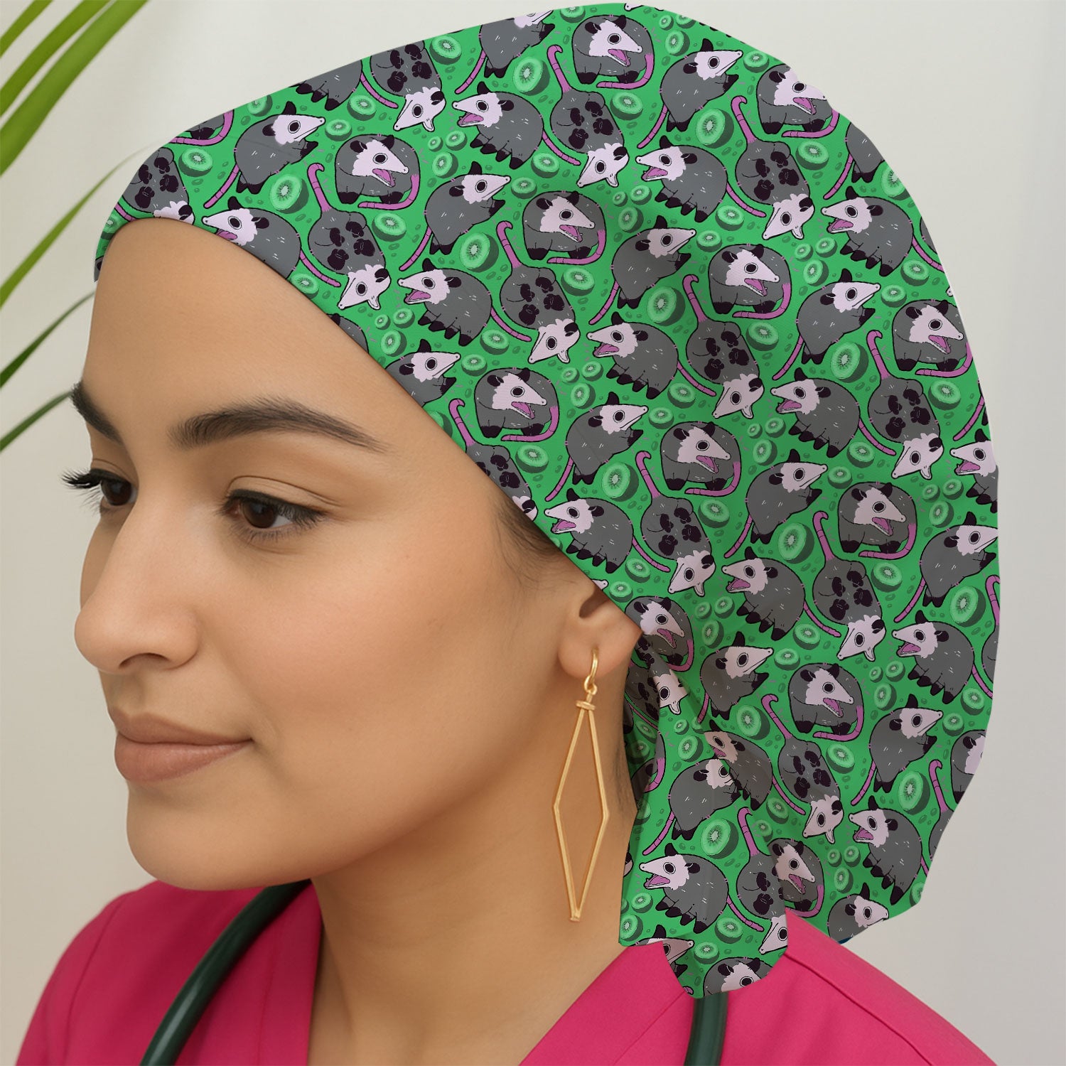 Funny Opossum Kiwi Pattern Scrub Cap, Surgical Caps for Doctors