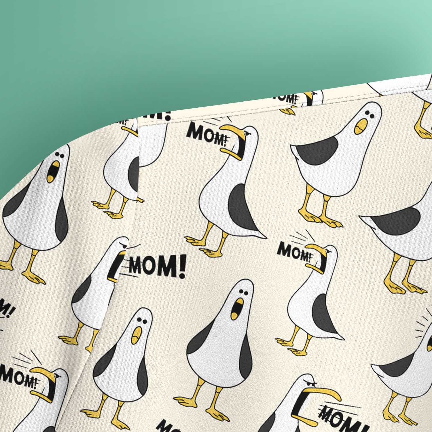 Funny Seagull Mom Seamless Pattern Scrub Top, Comfortable Scrubs for Nurses