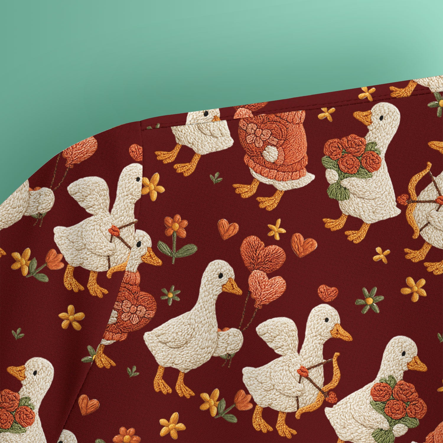 Cute Goose Nurse Scrub Top, Valentine Farm Medical Pattern Shirt, Breathable Fabrics Nursing Uniform